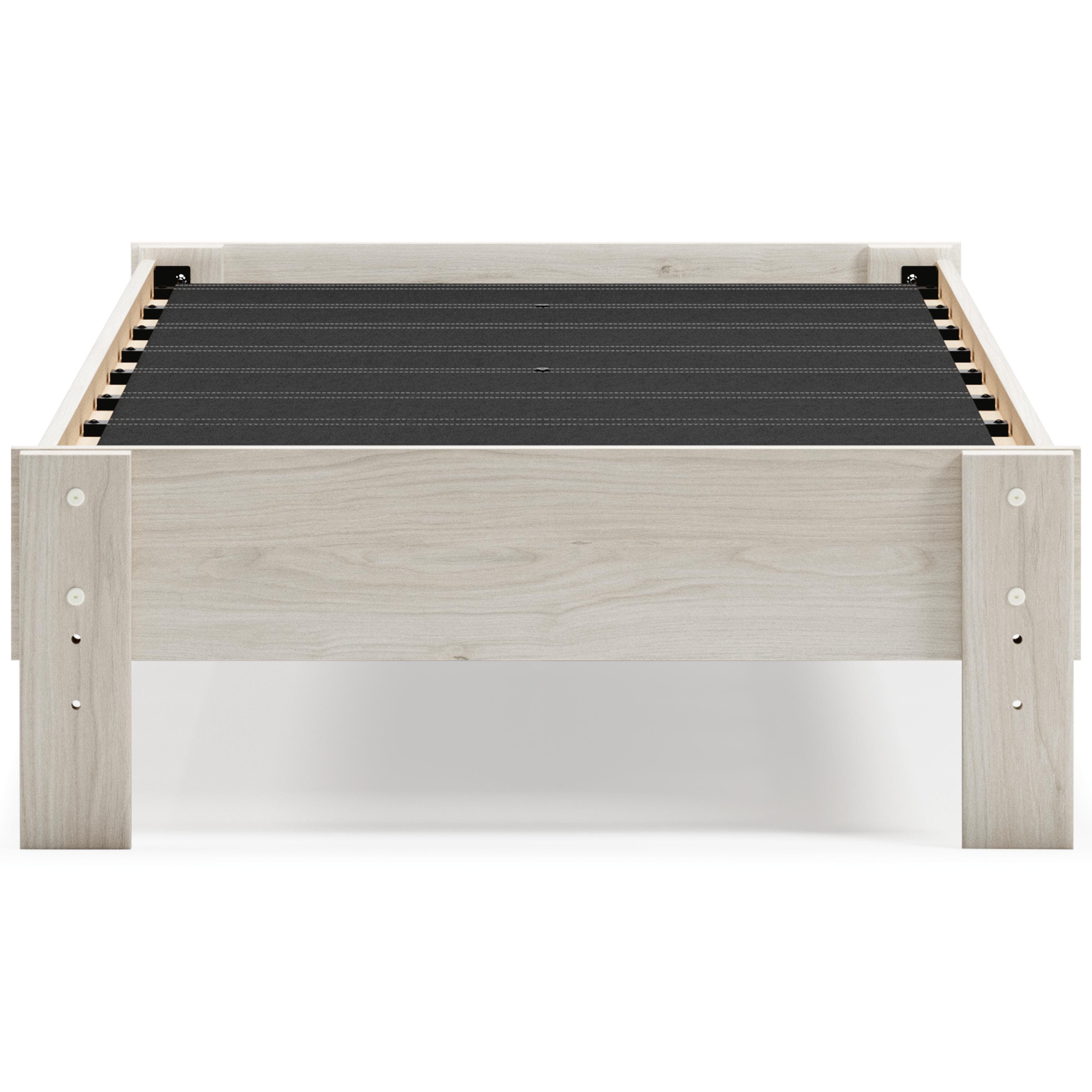 Socalle Twin Platform Bed with Mattress, Light Natural, large