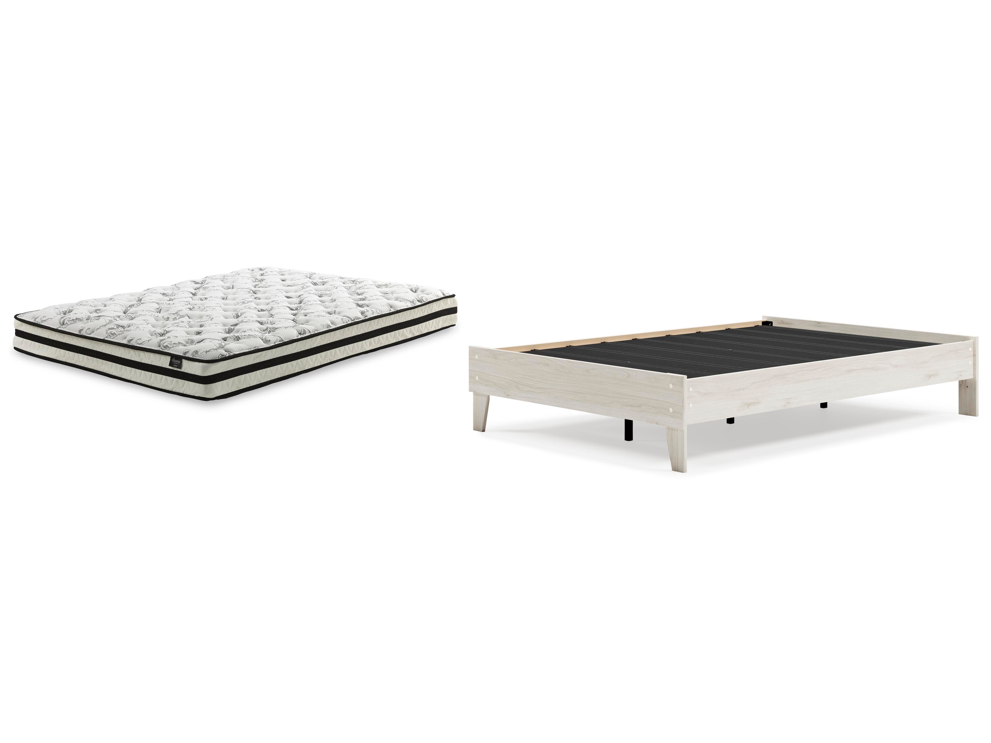 Socalle Full Platform Bed with Mattress, Light Natural, large