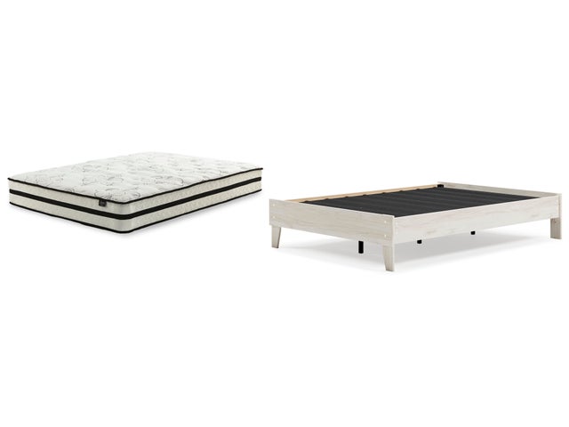 Socalle Full Platform Bed with Chime 10 Inch Medium Hybrid Mattress