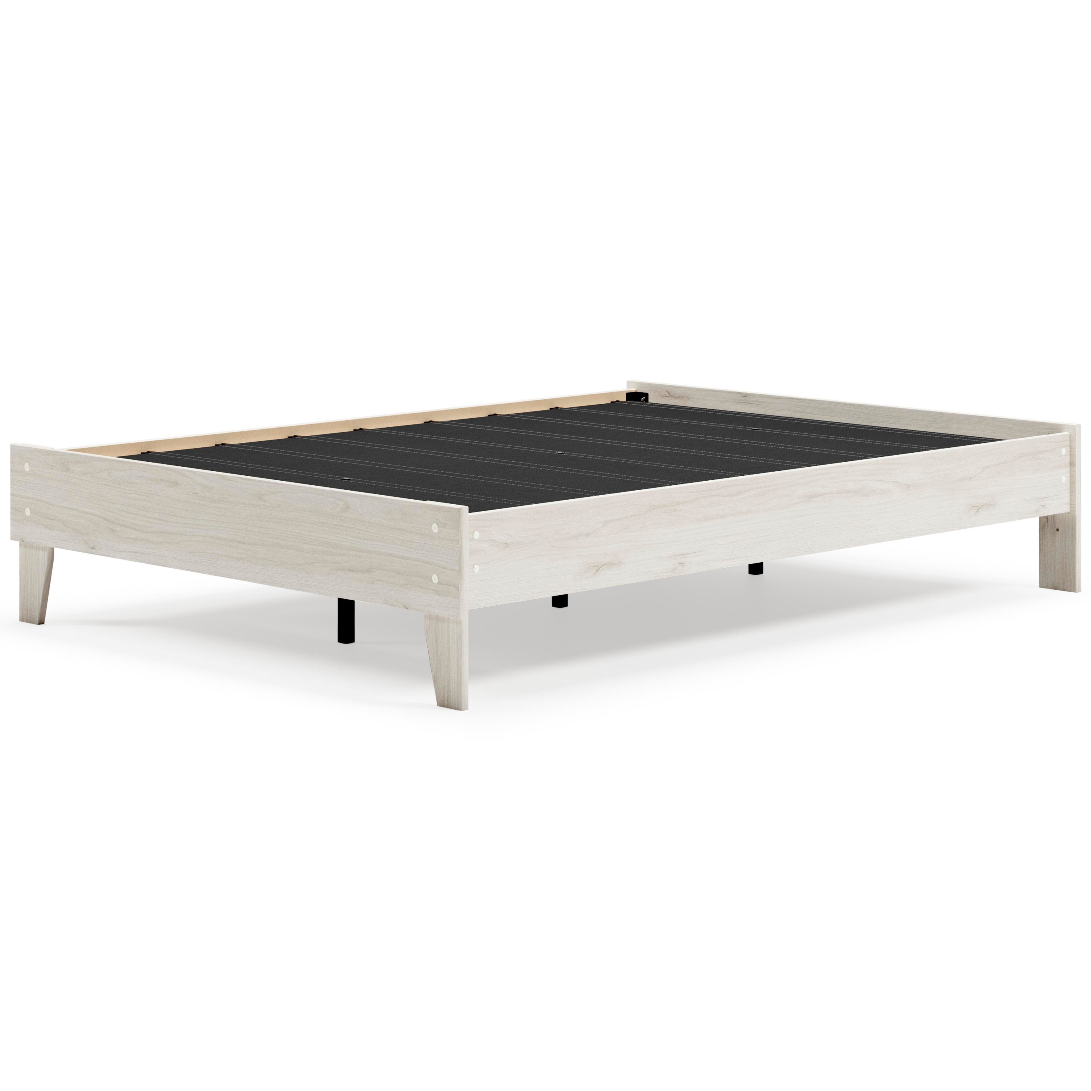 Socalle Full Platform Bed with Mattress, Light Natural, large