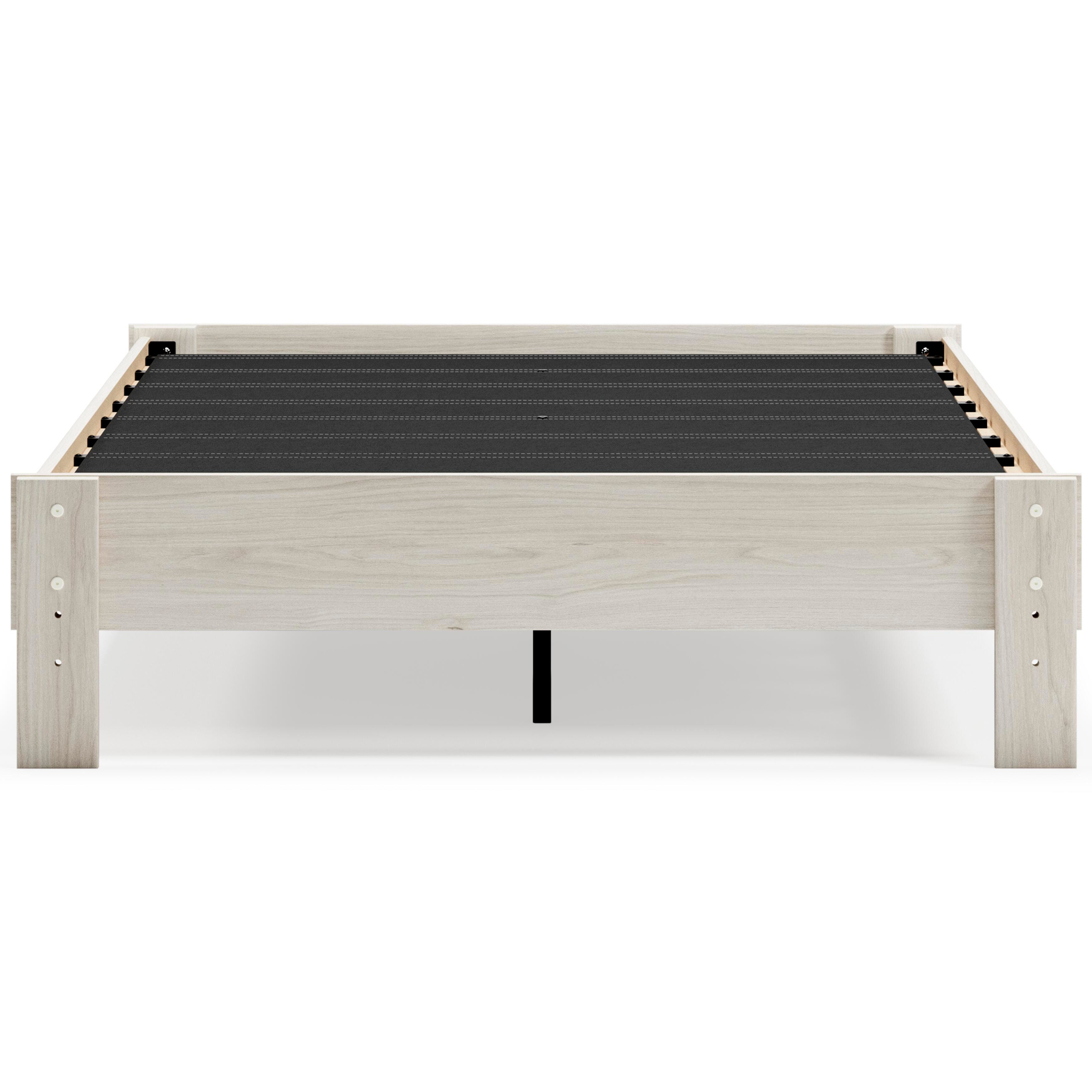 Socalle Full Platform Bed with Mattress, Light Natural, large