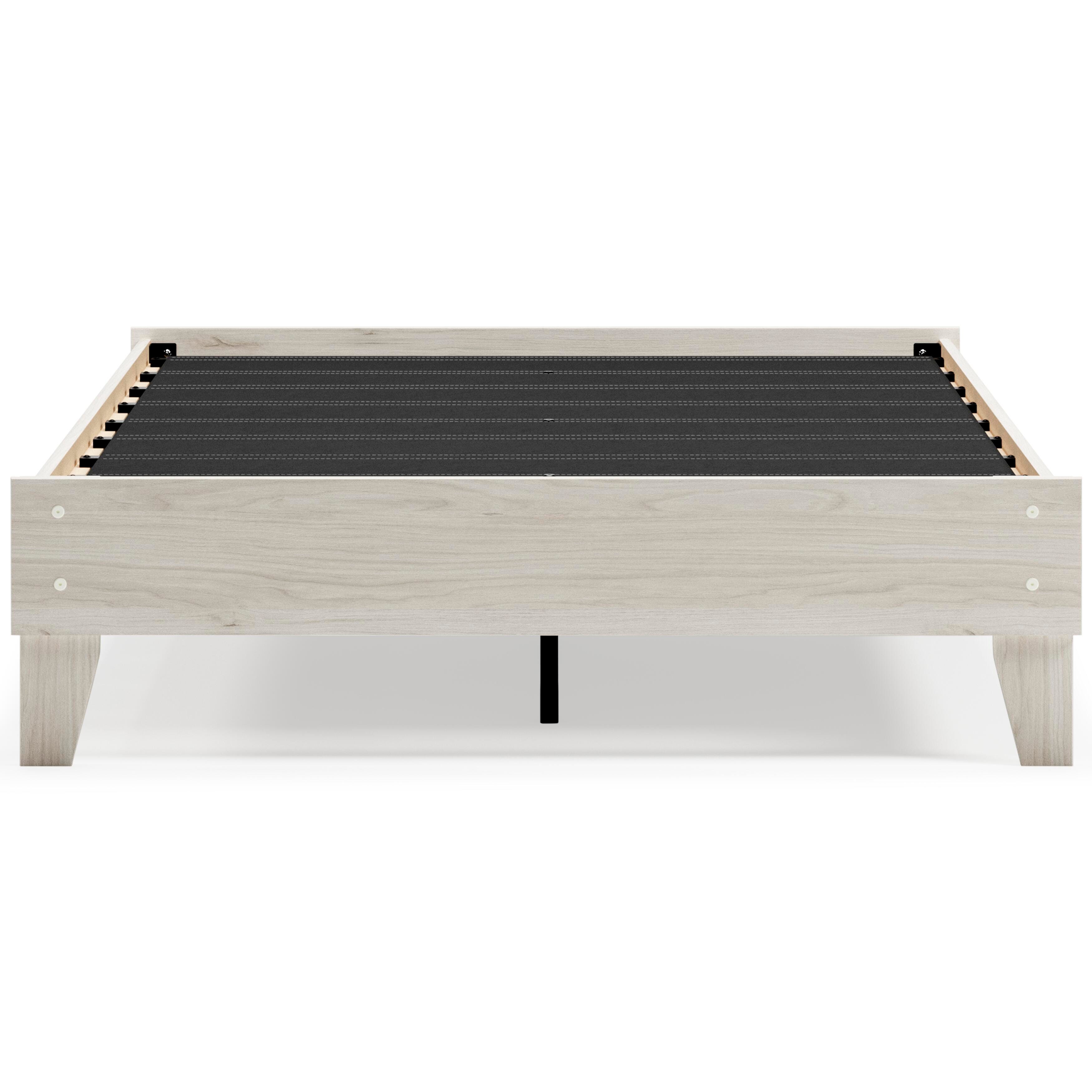 Socalle Full Platform Bed with Mattress, Light Natural, large