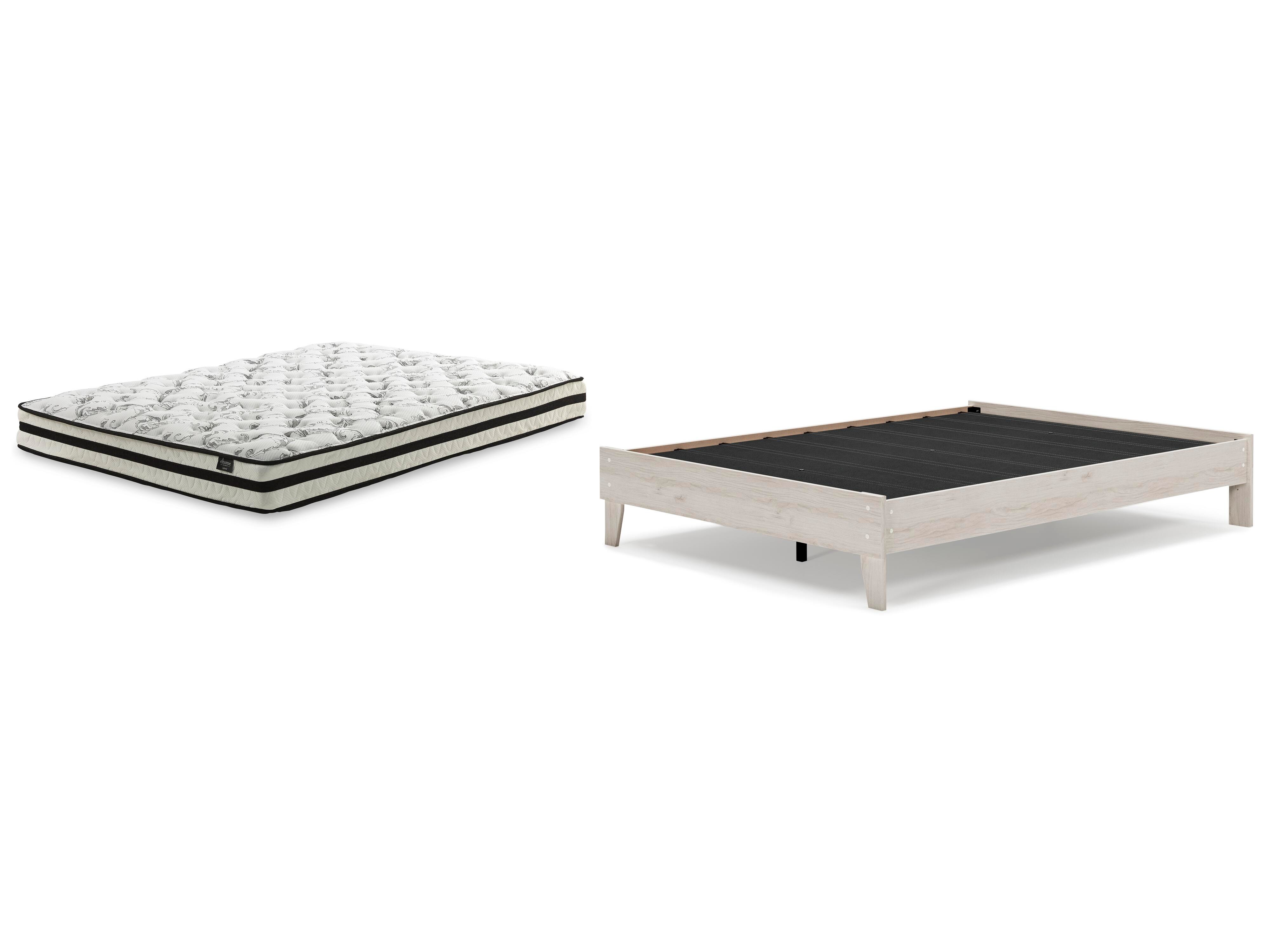 Socalle Queen Platform Bed with Mattress, Light Natural, large