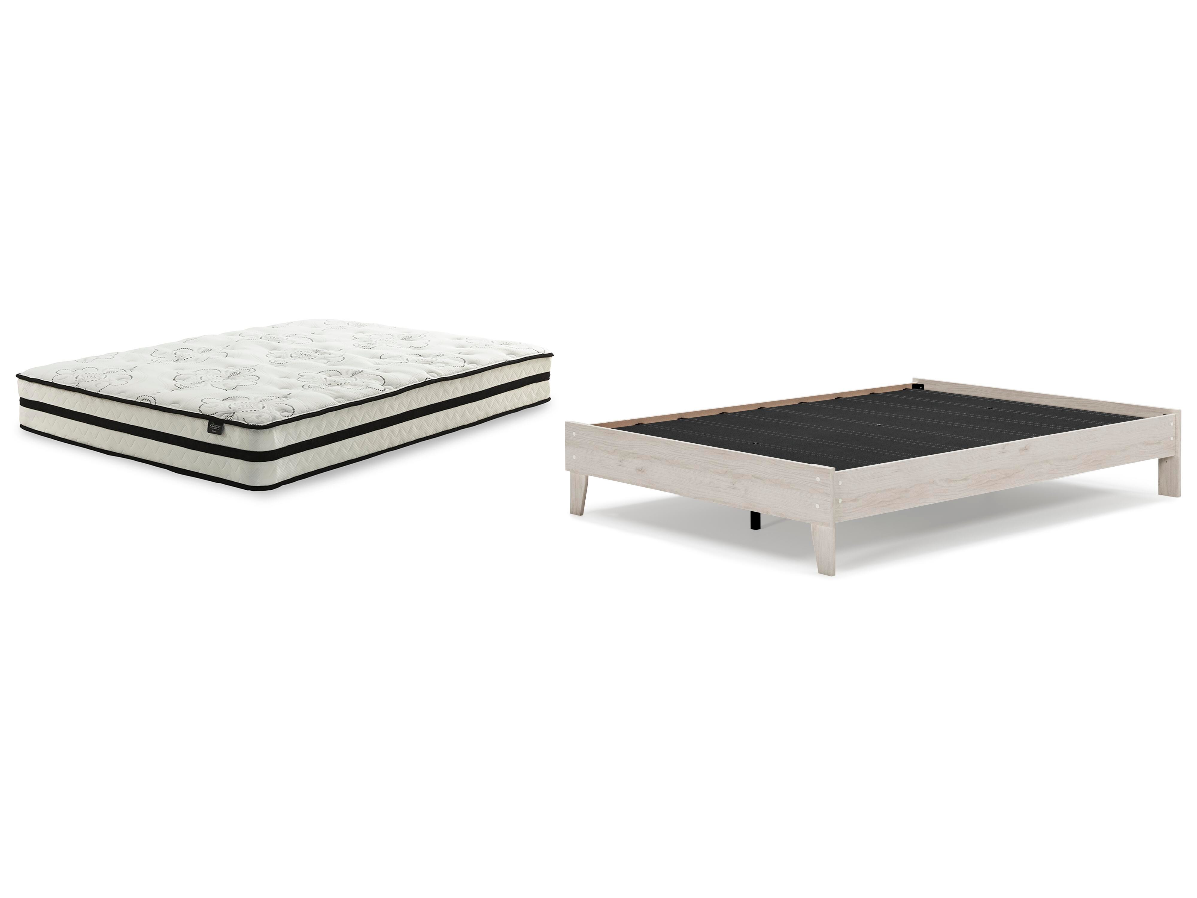 Socalle Queen Platform Bed with Mattress, Light Natural, large