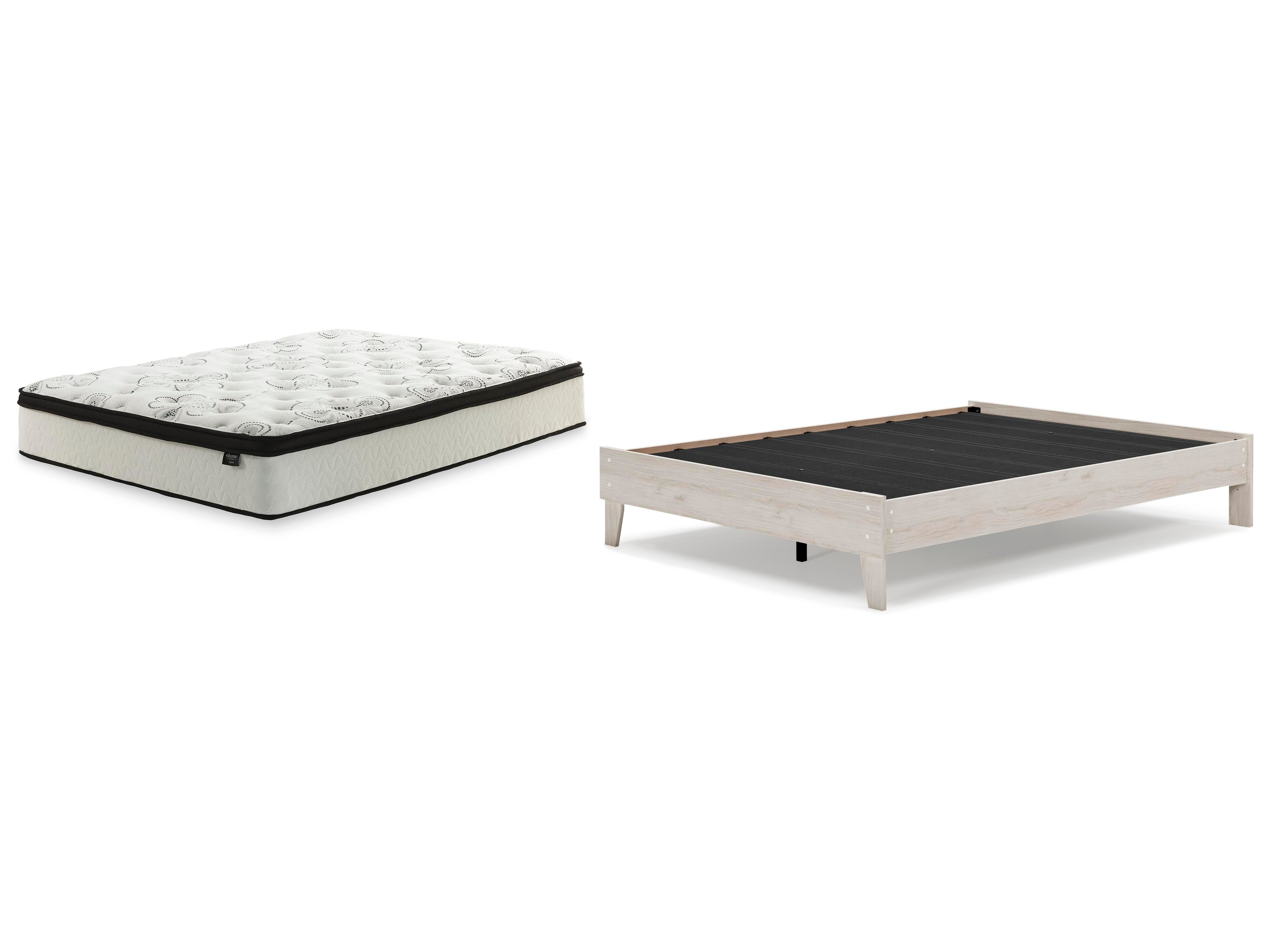 Socalle Queen Platform Bed with Mattress, Light Natural, large