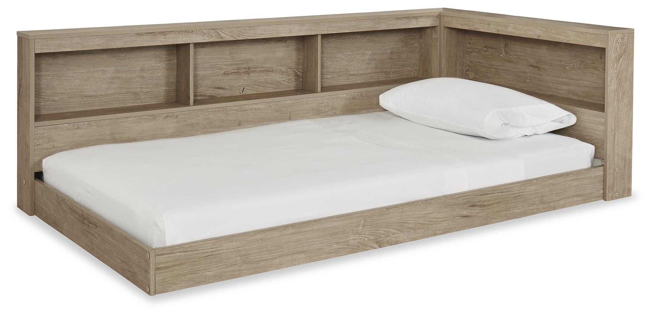 Oliah Twin Bookcase Storage Bed, Natural, large
