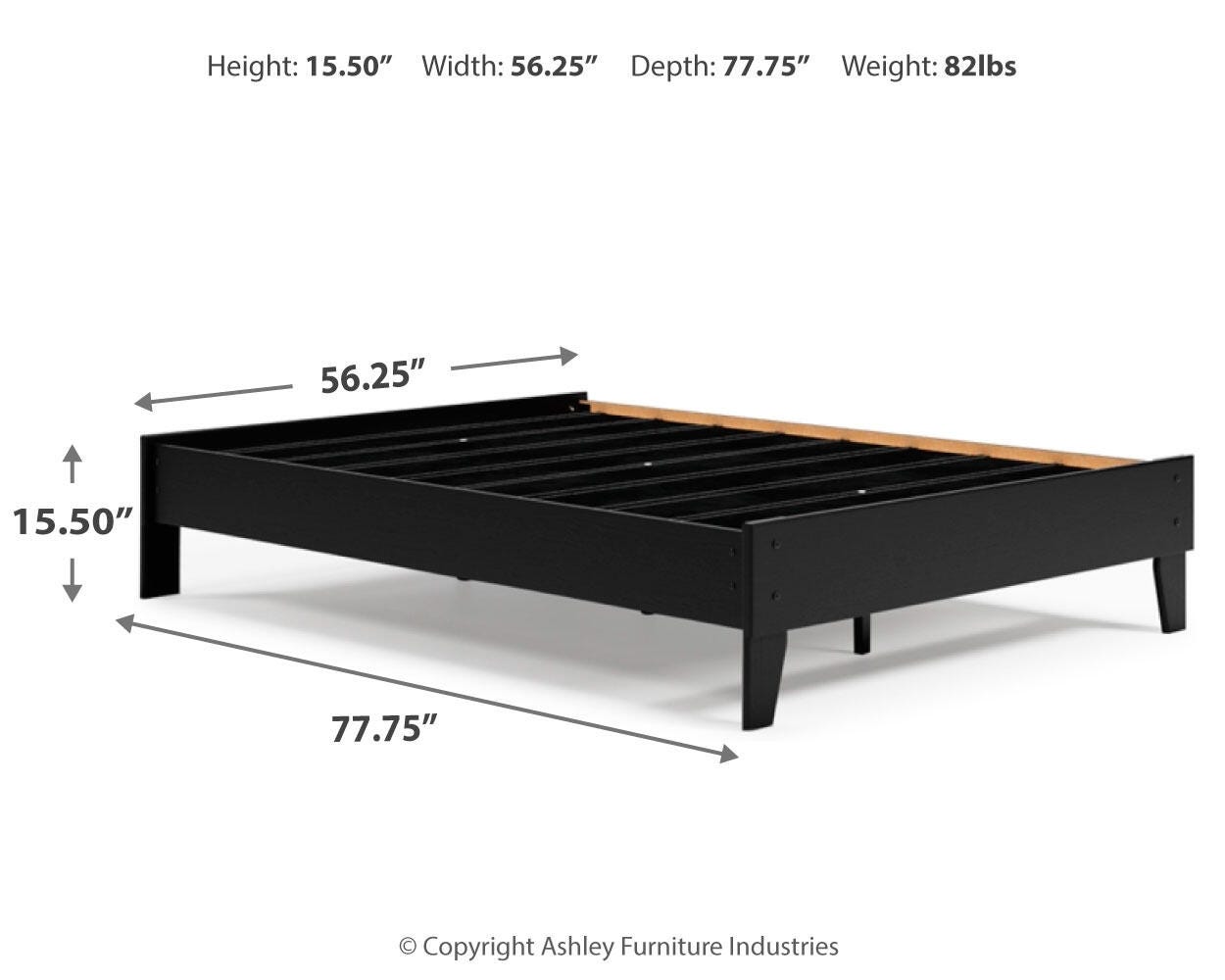 Finch Platform Bed, Black, large