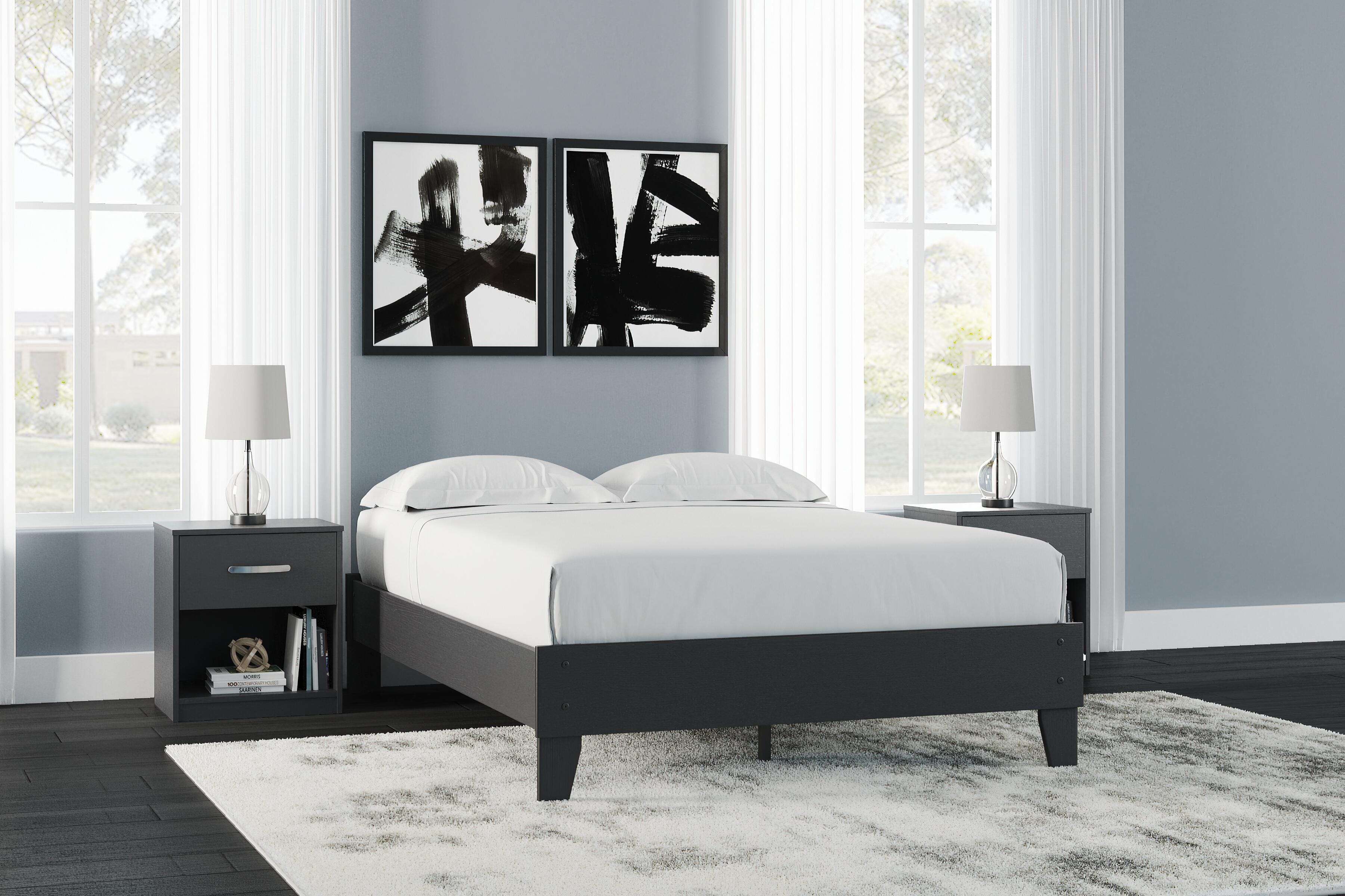 Finch Full Platform Bed, Black, large