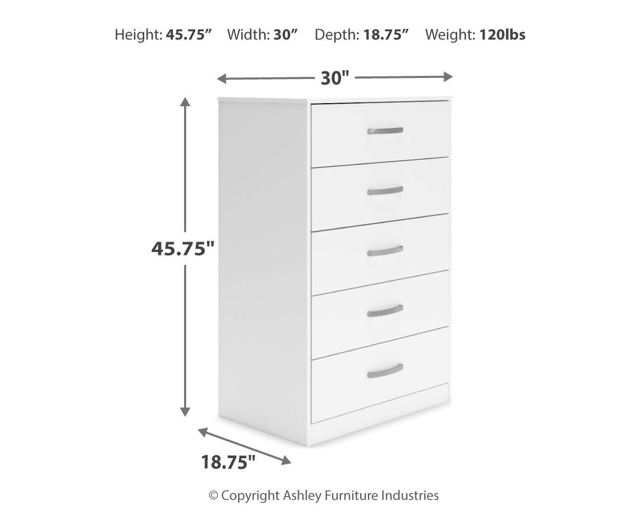 Flannia Chest of Drawers, White, large