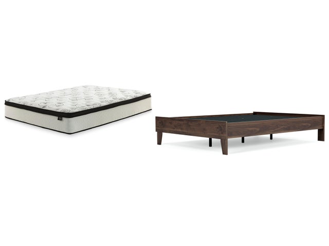 Calverson Full Platform Bed with Chime 12 Inch Plush Hybrid Twin Mattress