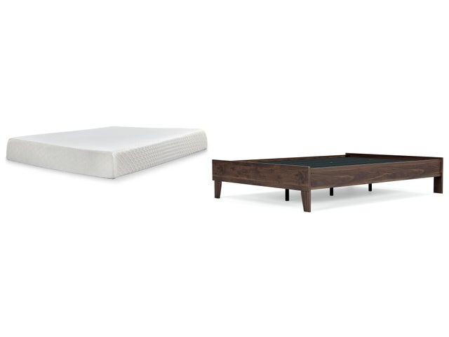 Calverson Full Platform Bed with Chime 10 Inch Firm Memory Foam Mattress