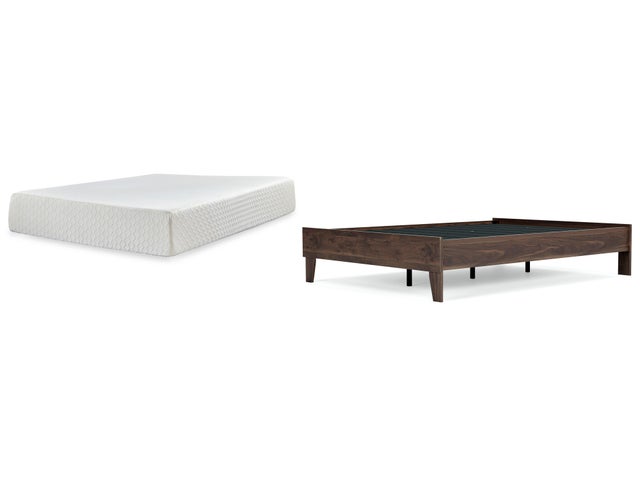 Calverson Full Platform Bed with Chime 12 Inch Plush Memory Foam Mattress