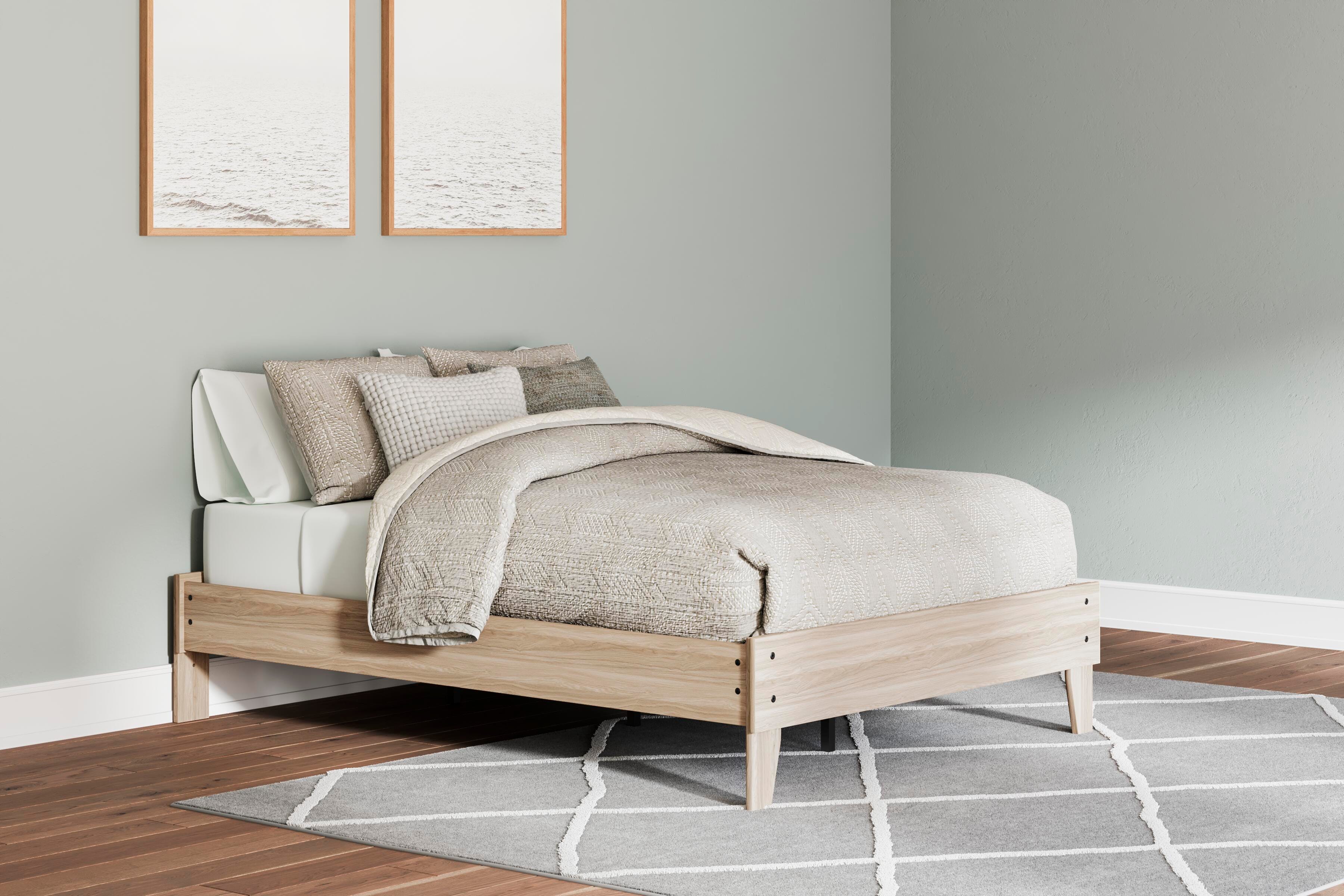 Battelle Queen Platform Bed, Tan, large