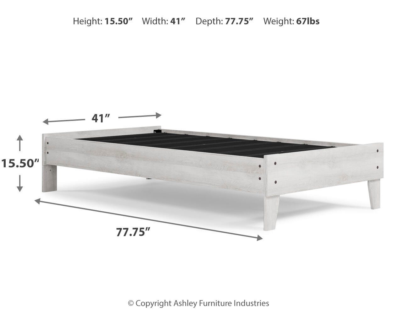 Shawburn Twin Platform Bed, Whitewash, large