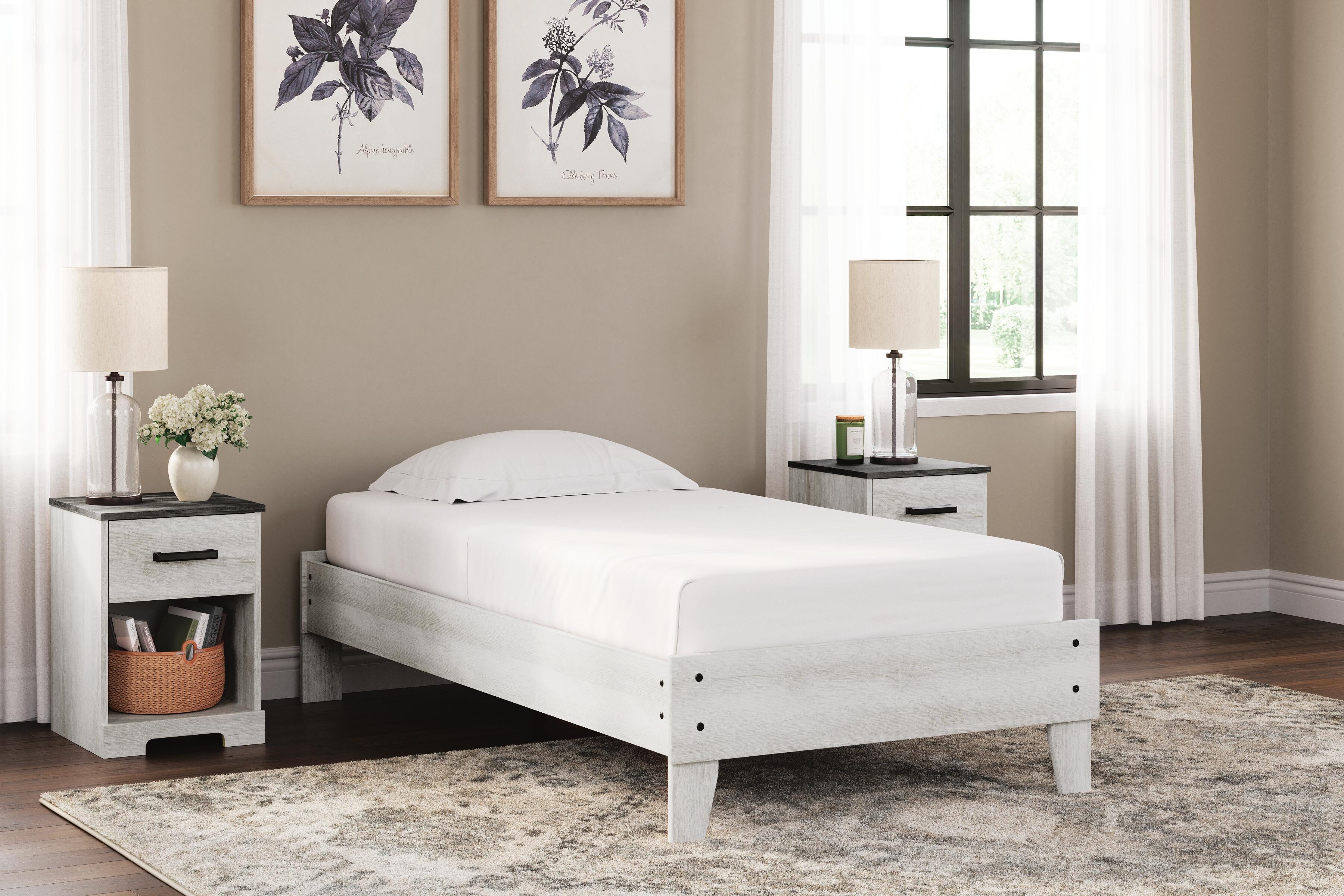 Shawburn Twin Platform Bed, Whitewash, large