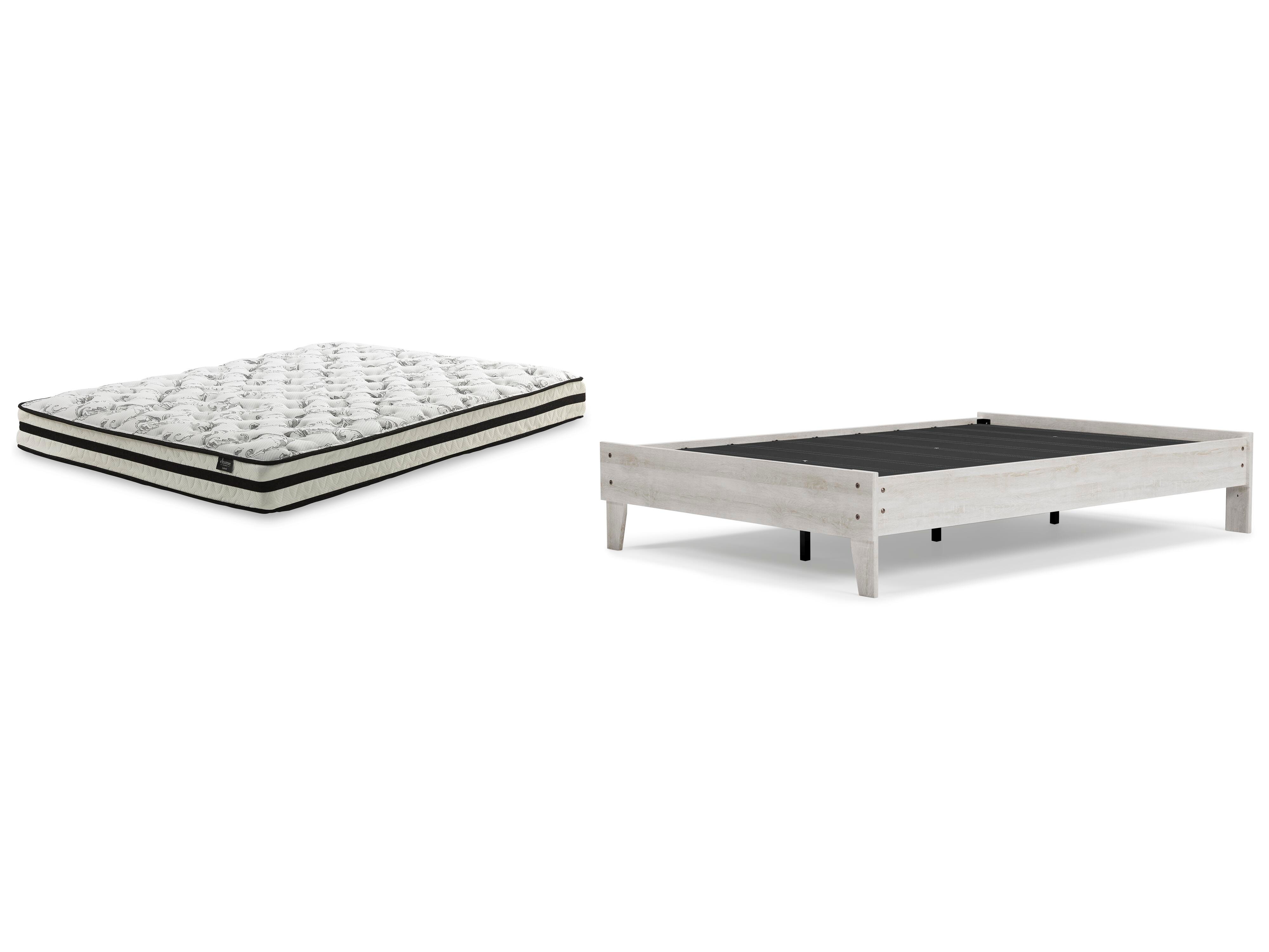 Shawburn Full Platform Bed with Mattress, Whitewash, large