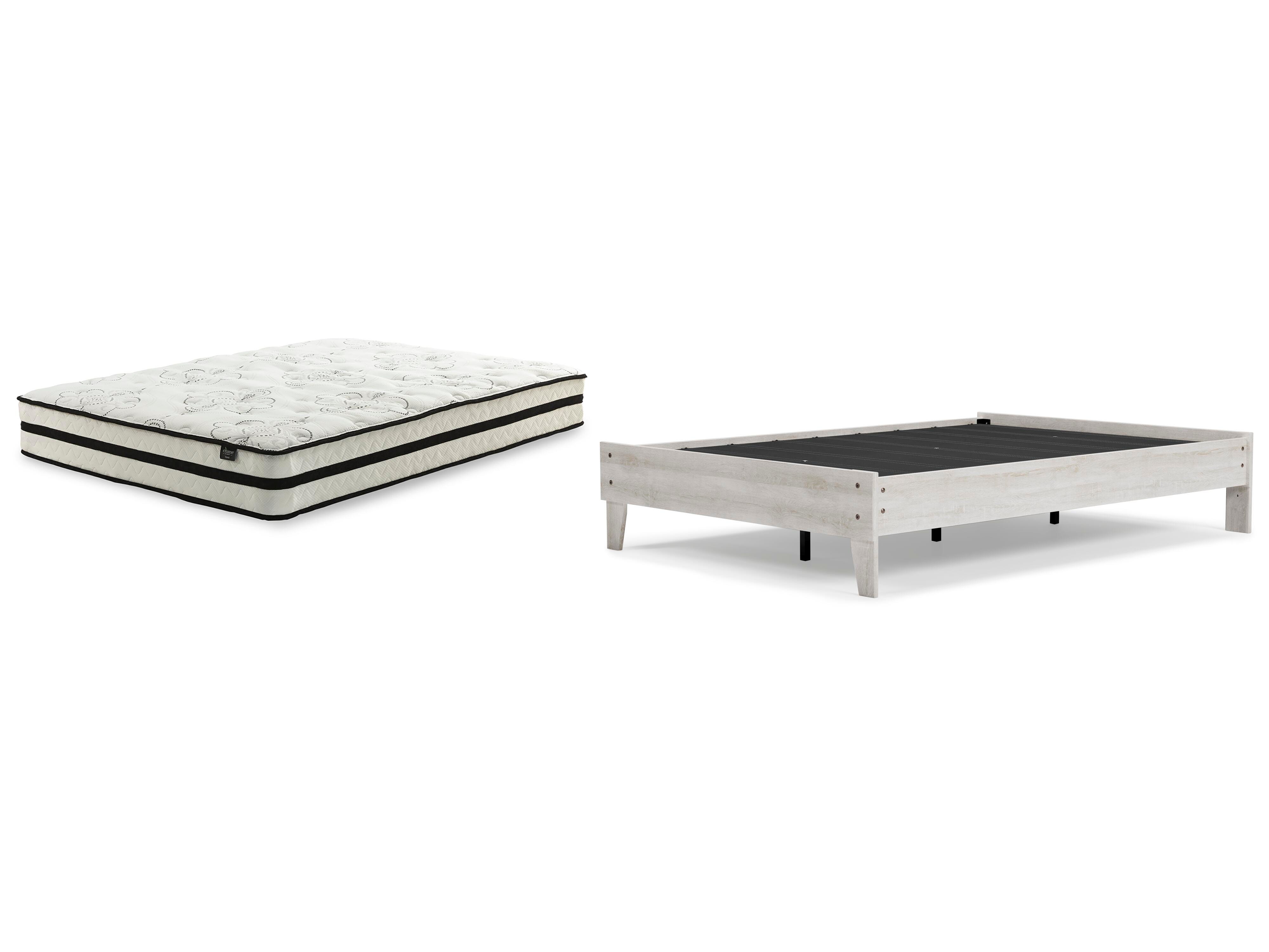 Shawburn Full Platform Bed with Mattress, Whitewash, large