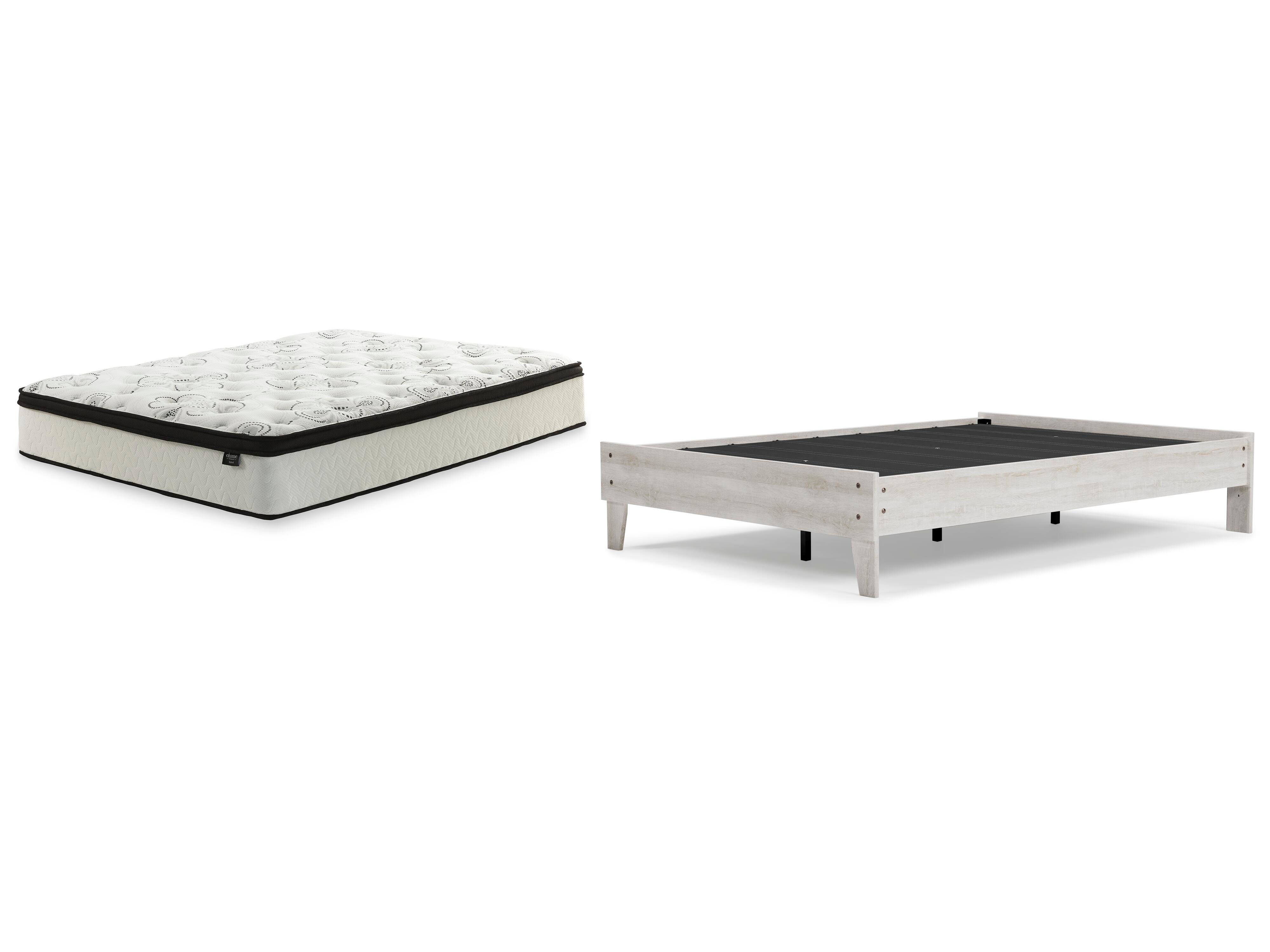 Shawburn Full Platform Bed with Mattress, Whitewash, large