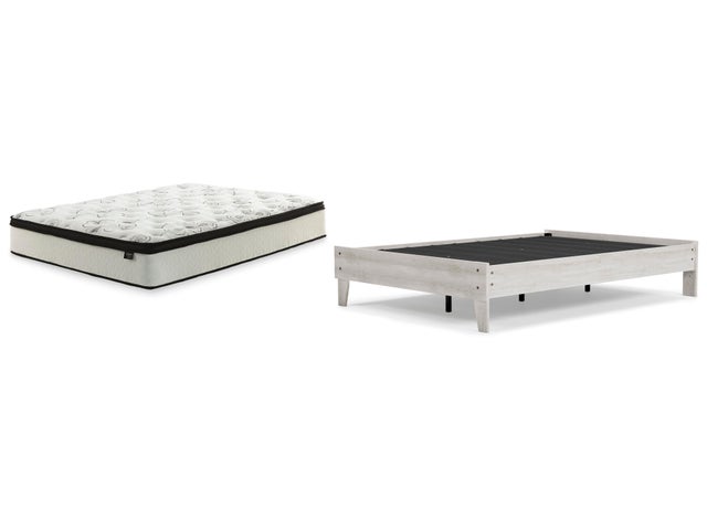 Shawburn Full Platform Bed with Chime 12 Inch Plush Hybrid Full Mattress