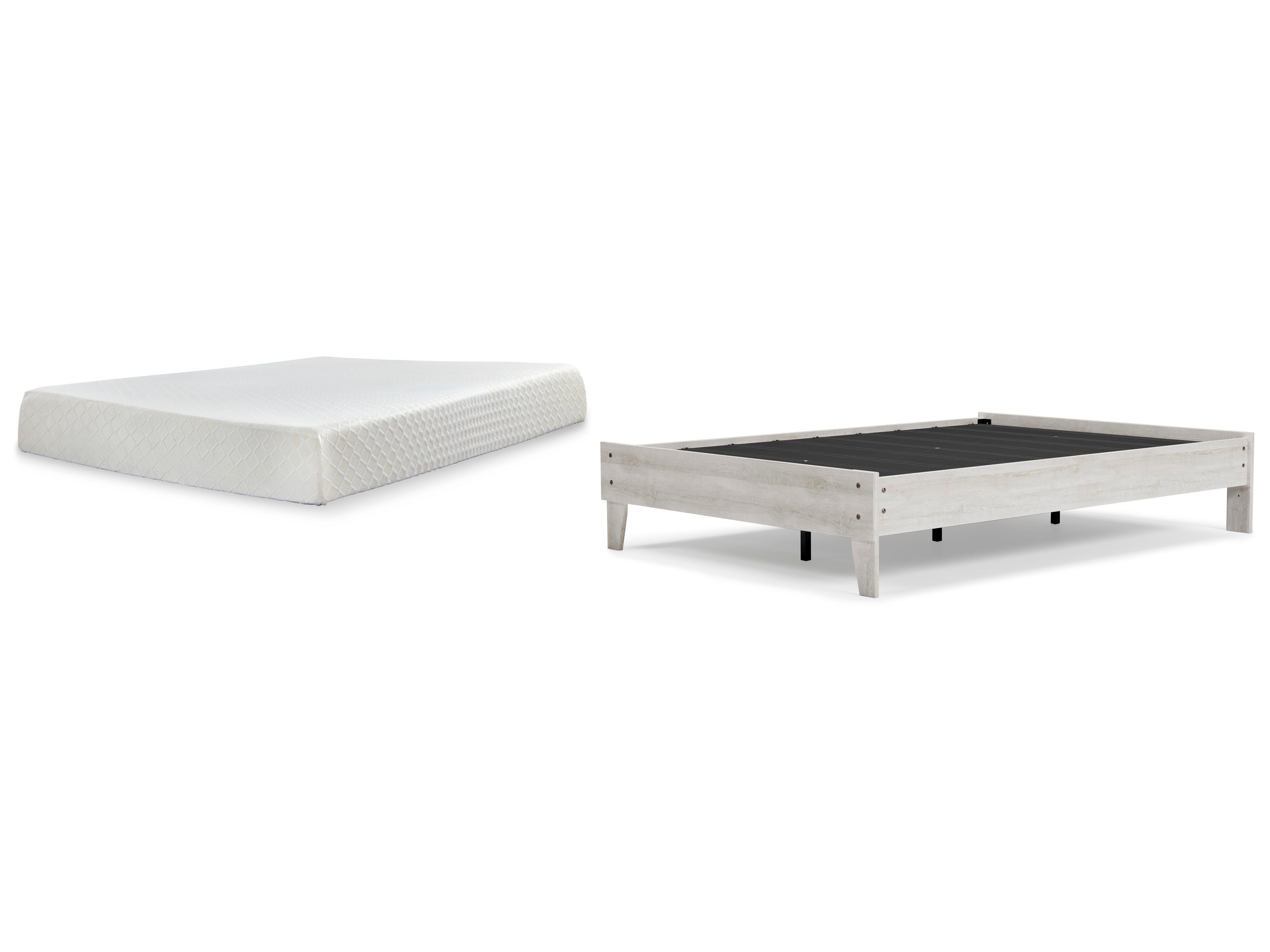Shawburn Full Platform Bed with Mattress, Whitewash, large