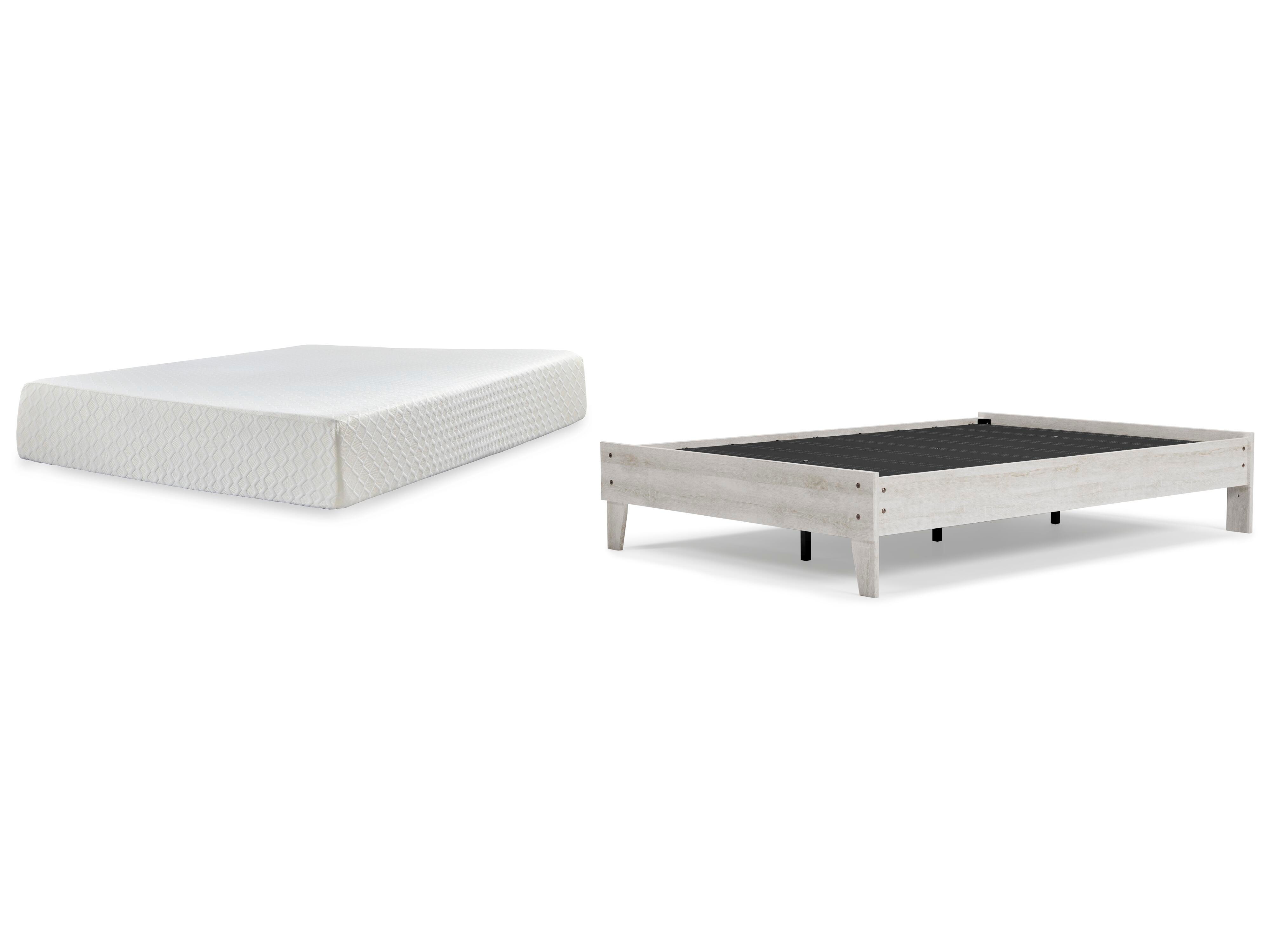 Shawburn Full Platform Bed with Mattress, Whitewash, large