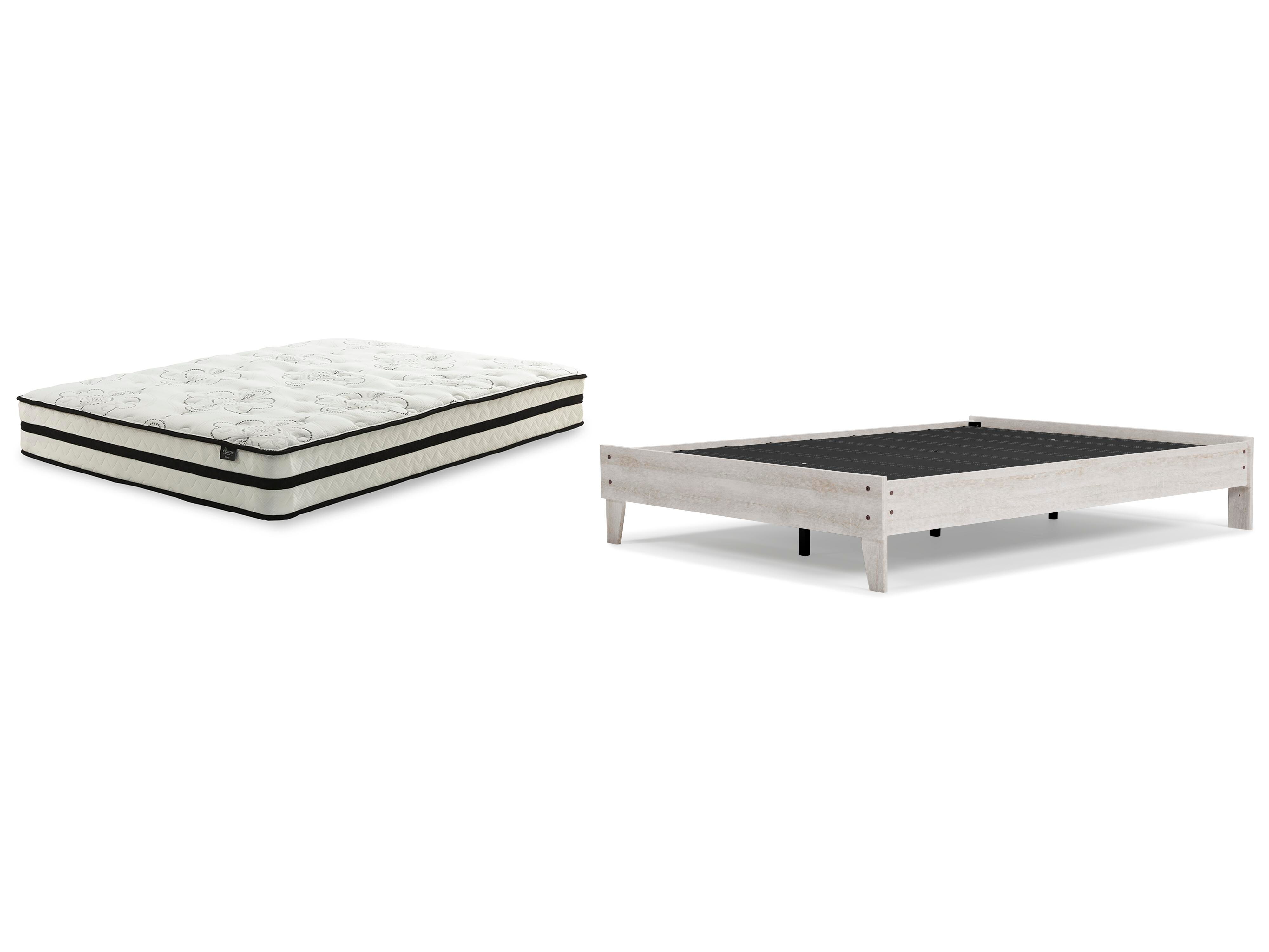 Shawburn Queen Platform Bed with Mattress, Whitewash, large