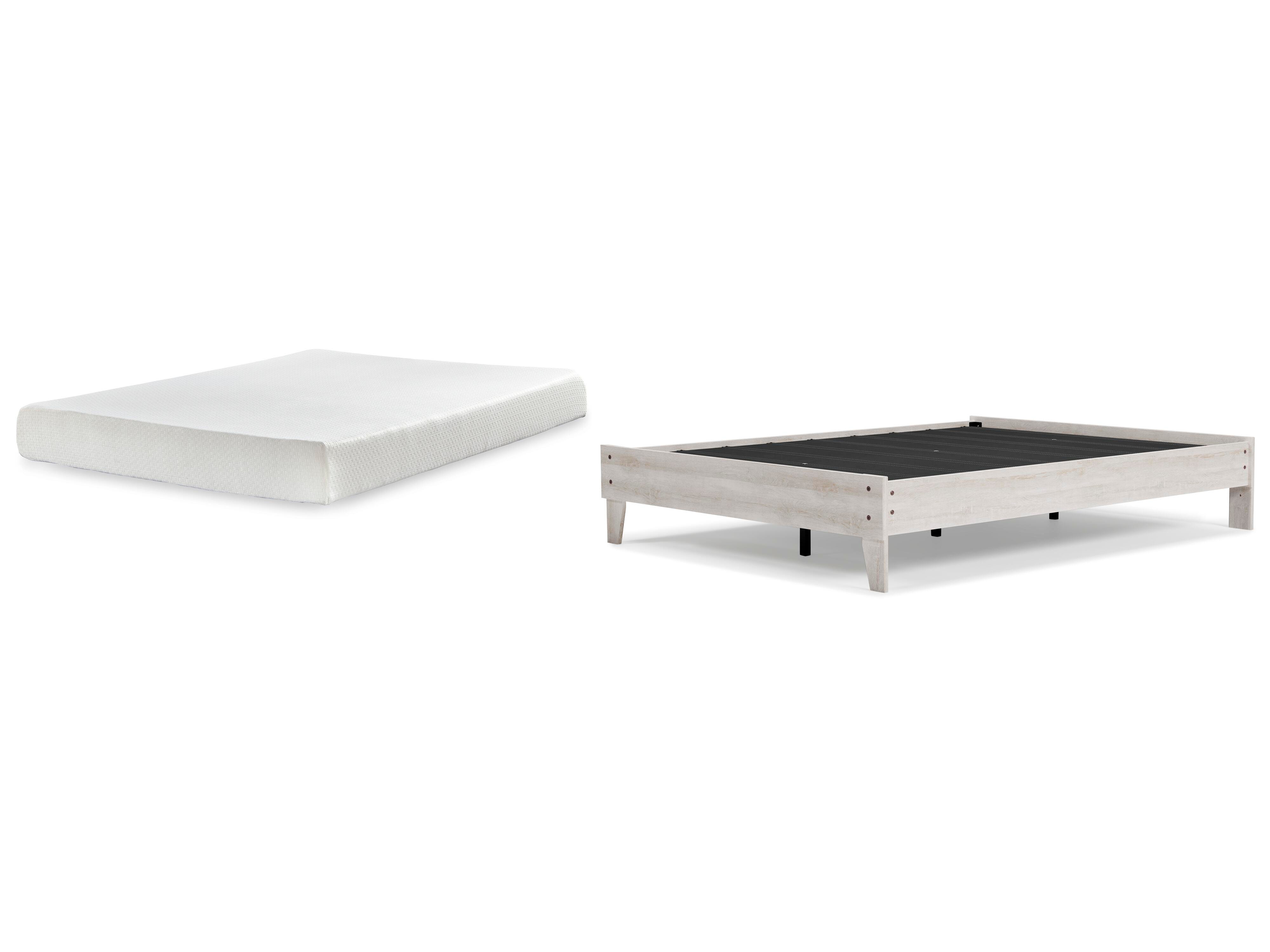 Shawburn Queen Platform Bed with Mattress, Whitewash, large