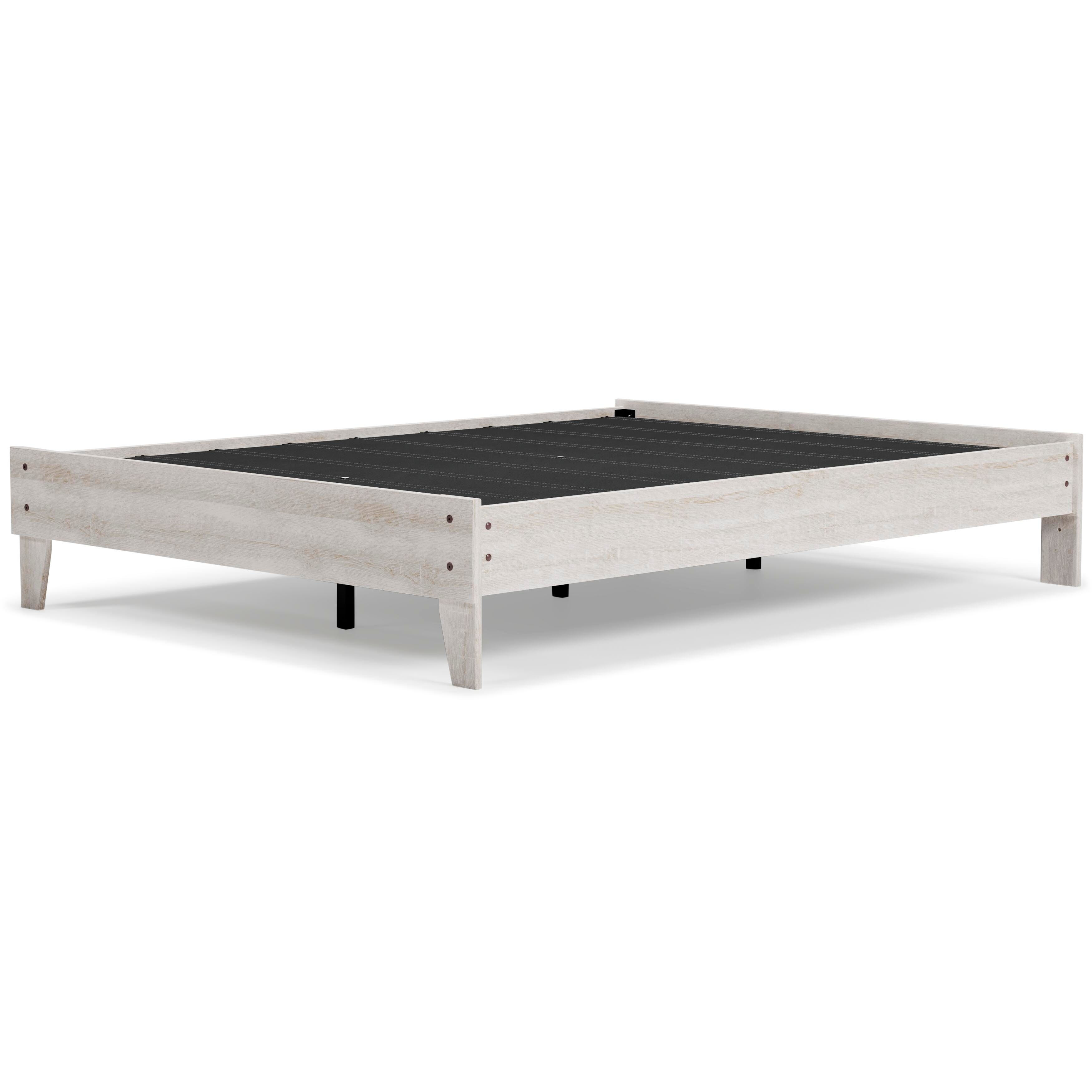 Shawburn Queen Platform Bed with Mattress, Whitewash, large