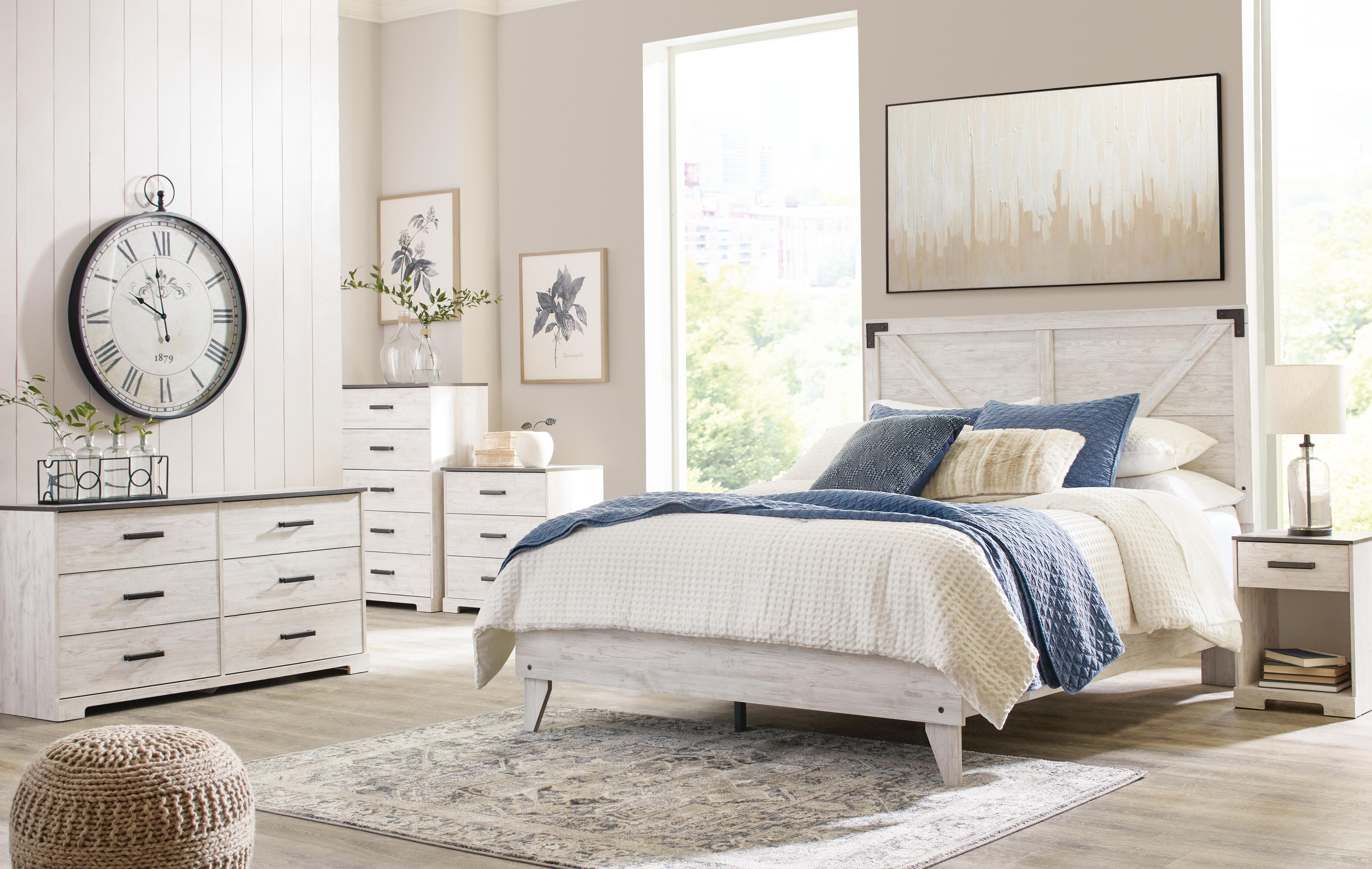 Shawburn Queen Platform Bed with Dresser, White/Dark Charcoal Gray, large