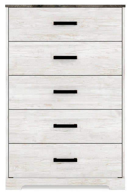 Shawburn 30" 5 Drawer Chest of Drawers, Whitewash/Charcoal Gray