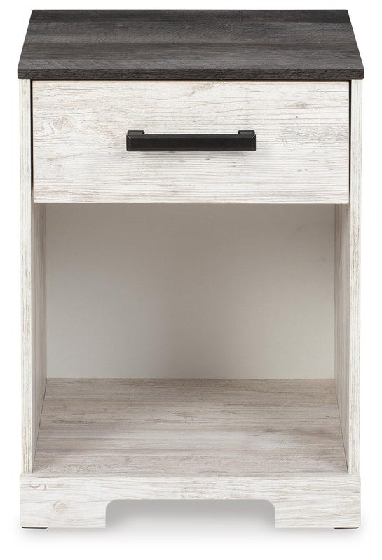 Shawburn 20" 1 Drawer Nightstand, Whitewash/Charcoal Gray