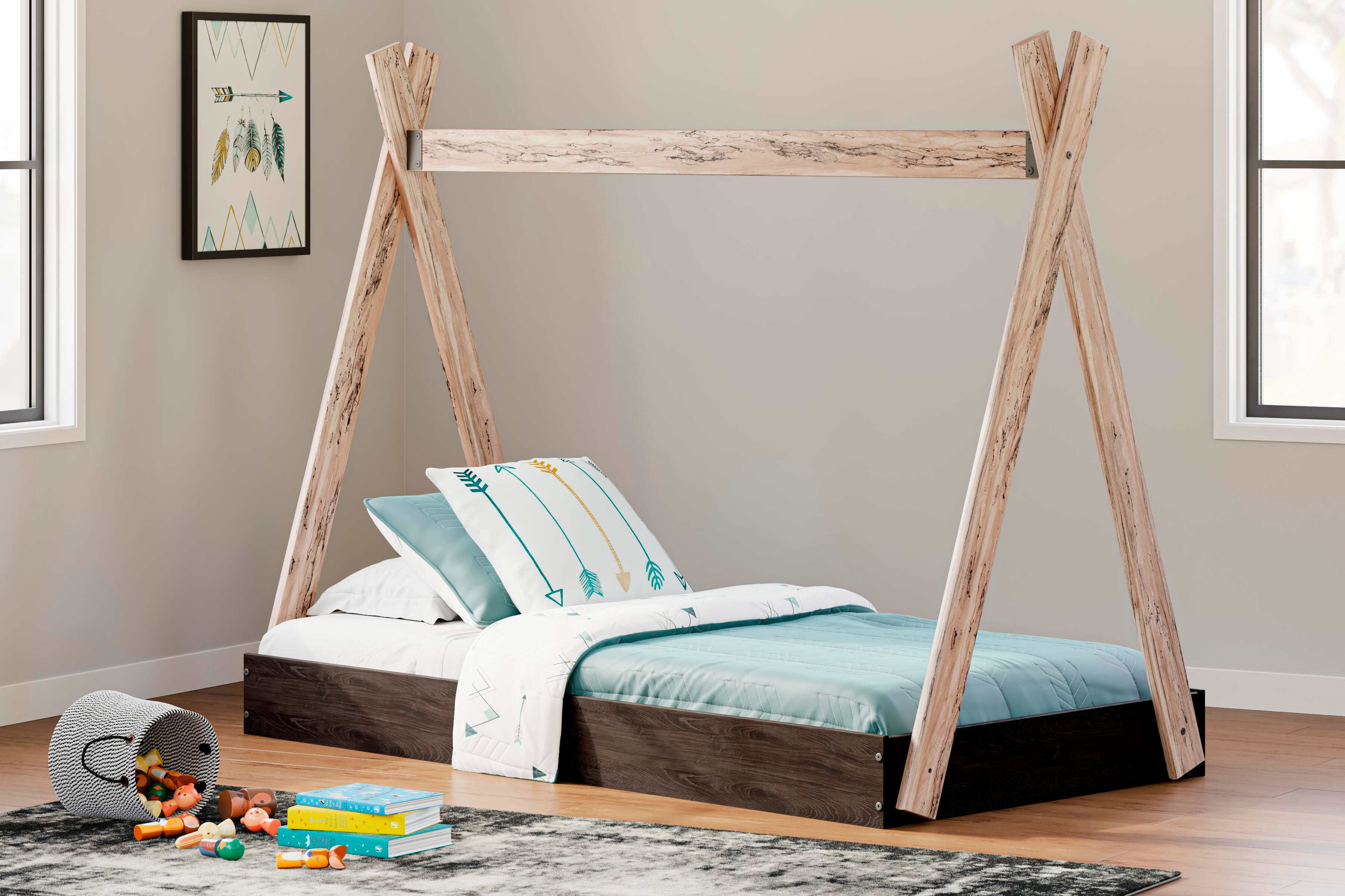 Piperton Twin Tent Complete Bed in Box, Two-tone Brown/Charcoal, large
