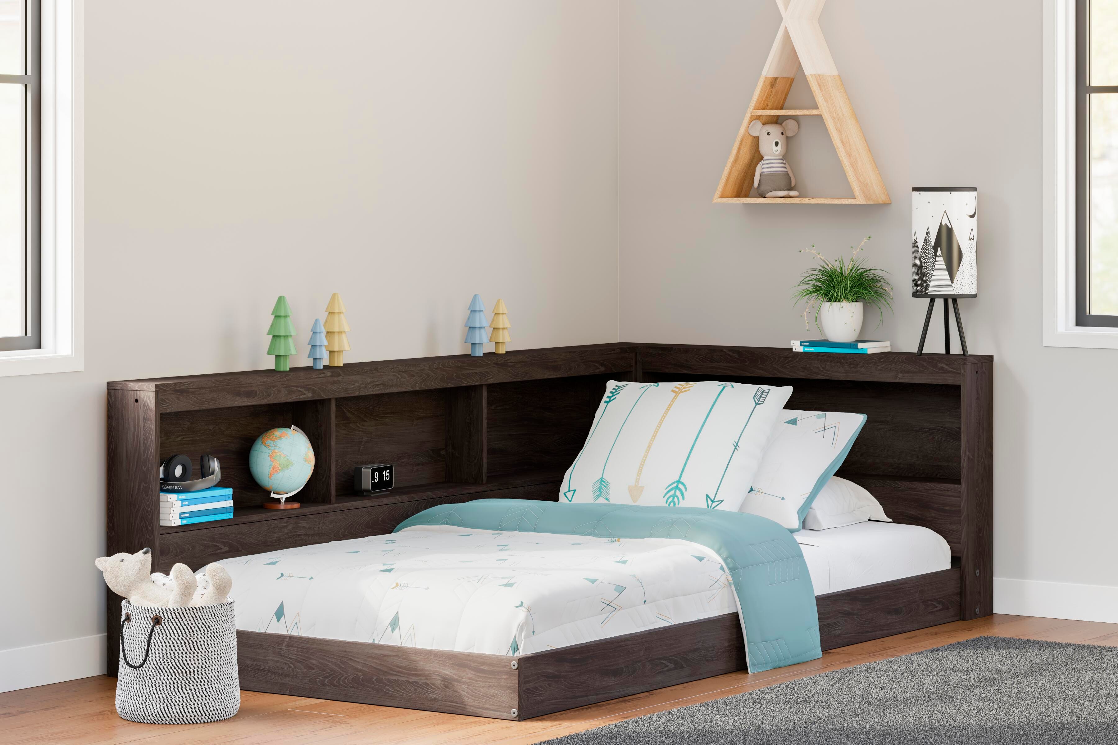 Piperton Twin Bookcase Storage Bed, Charcoal, large
