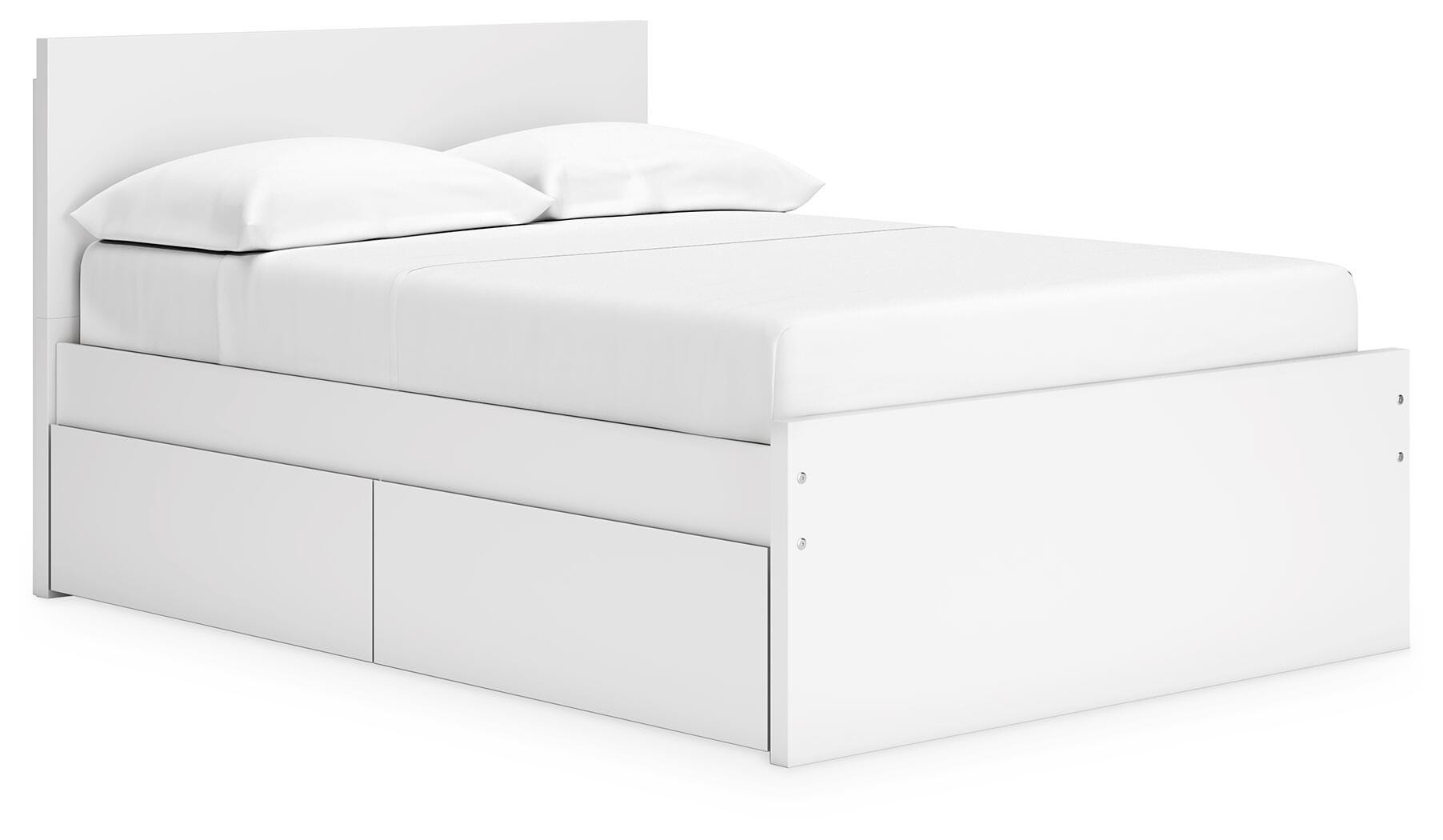 Onita Full Panel Platform Bed with 2 Side Storage, White, large