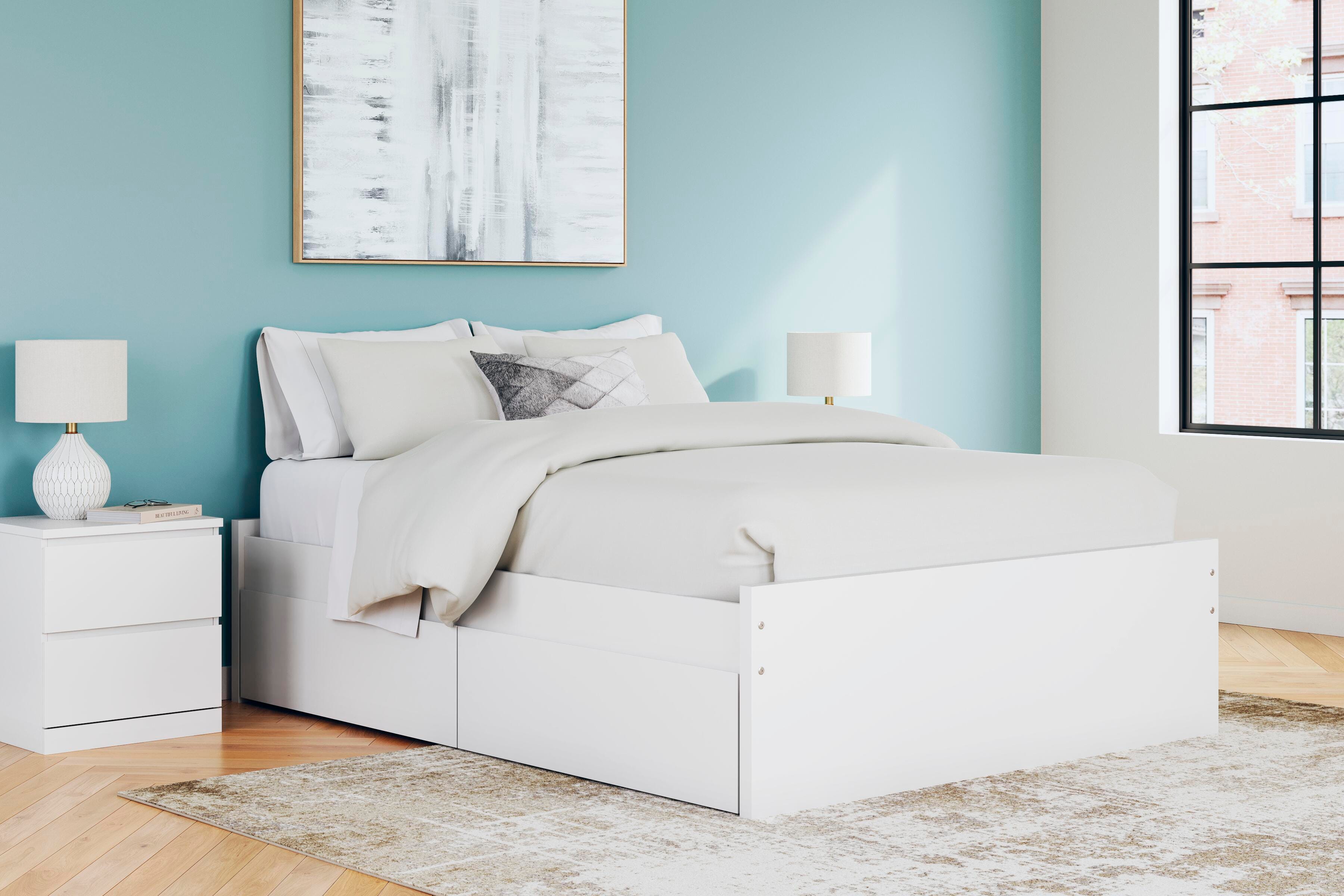 Onita Queen Platform Bed with 2 Side Storage, White, large