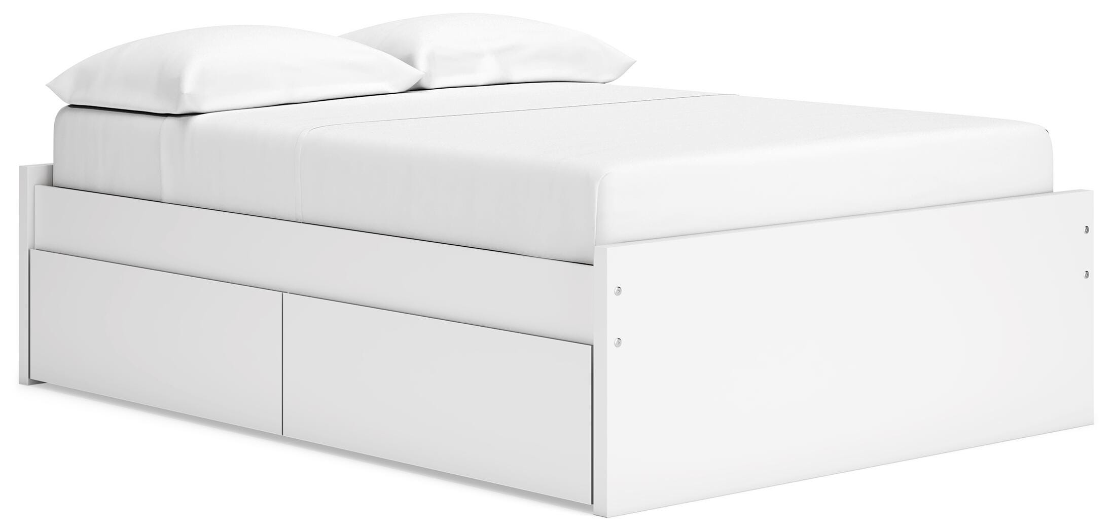 Onita Full Platform Bed with 1 Side Storage, White, large