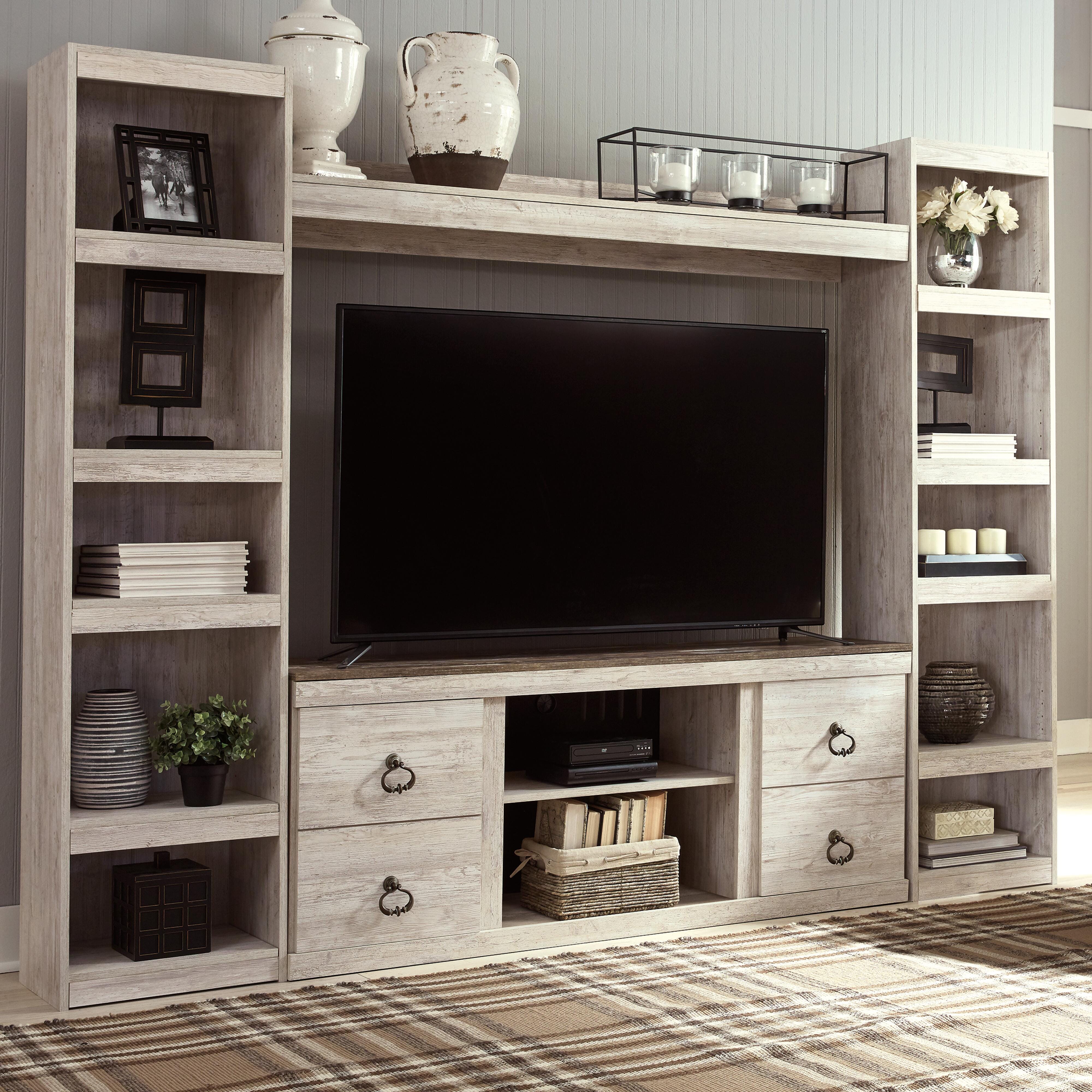 Willowton 4-Piece Entertainment Center, Whitewash, large