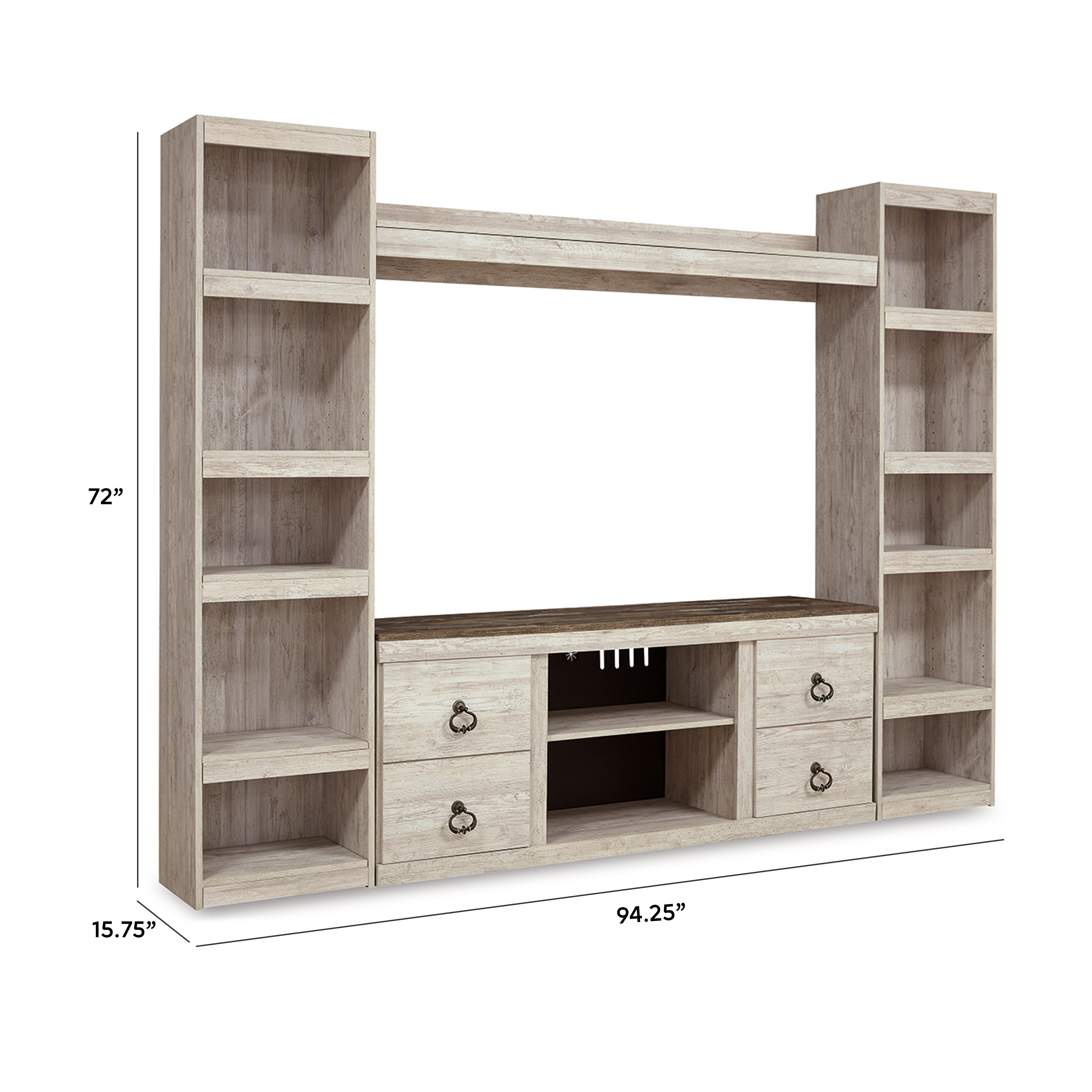 Willowton 4-Piece Entertainment Center, Whitewash, large