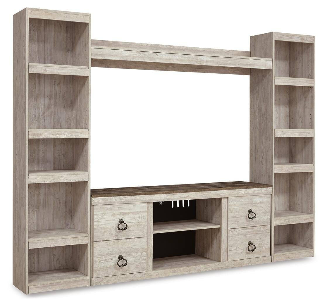 Willowton 4-Piece Entertainment Center, Whitewash, large