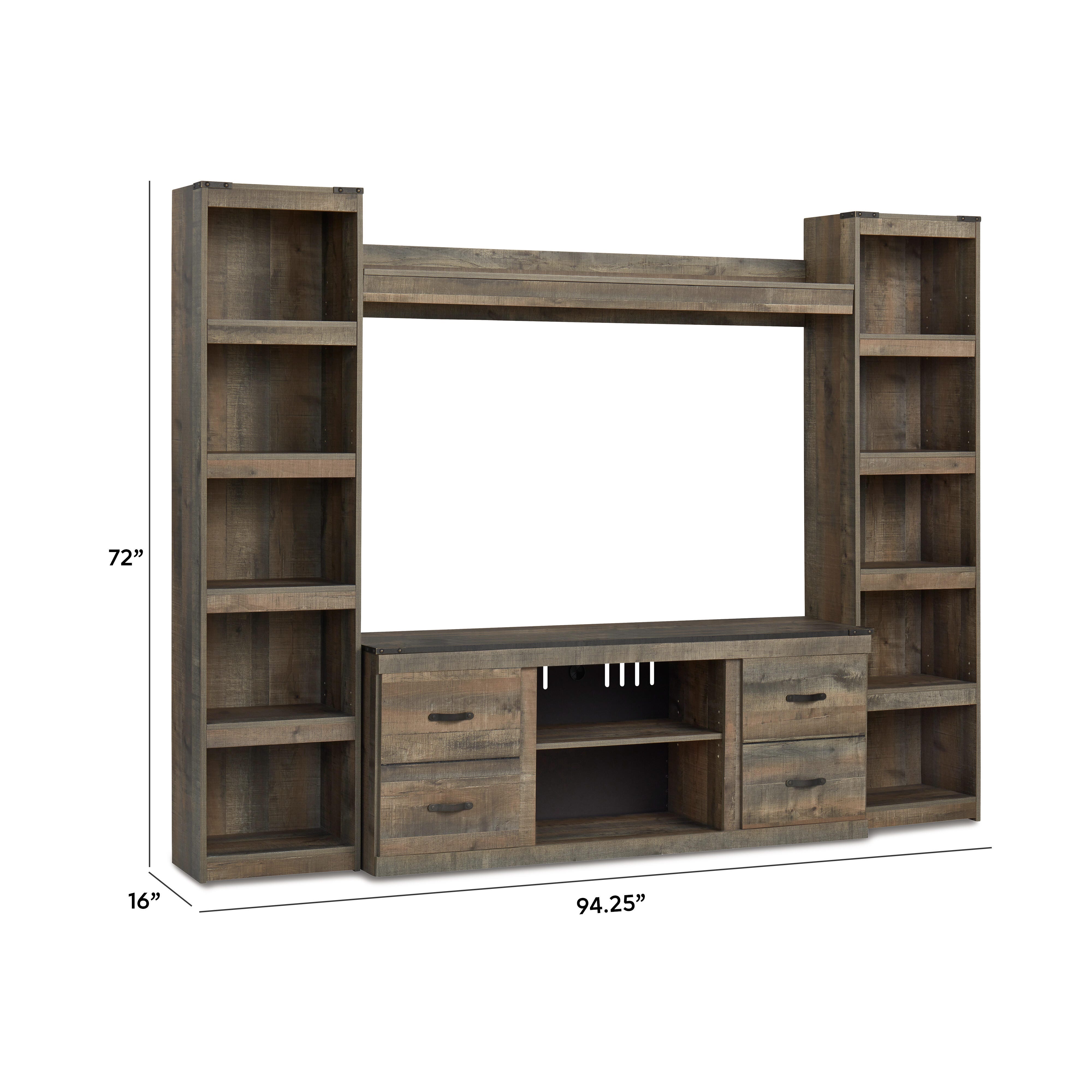 Trinell 4-Piece Entertainment Center, Brown, large