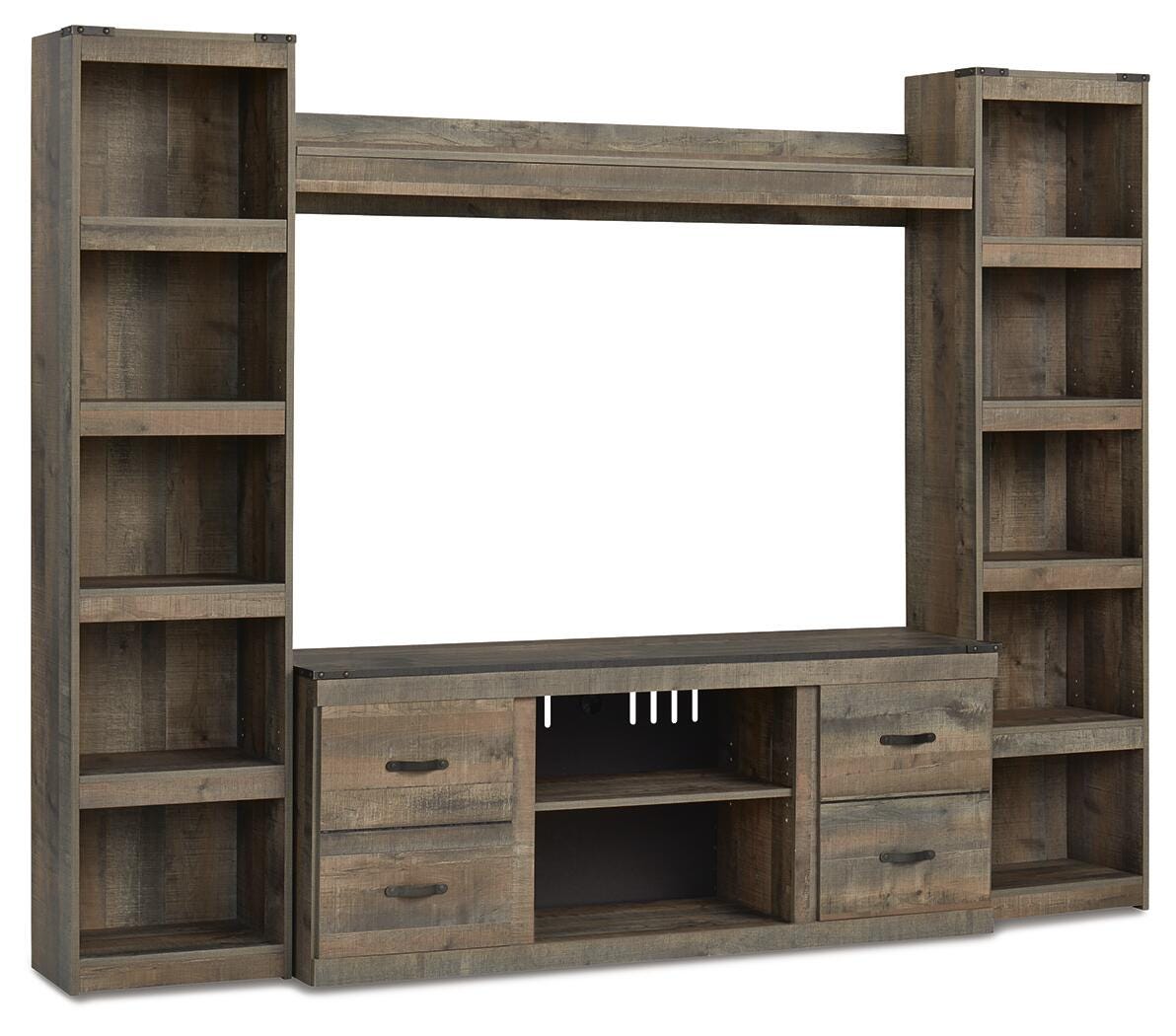 Trinell 4-Piece Entertainment Center, Brown, large