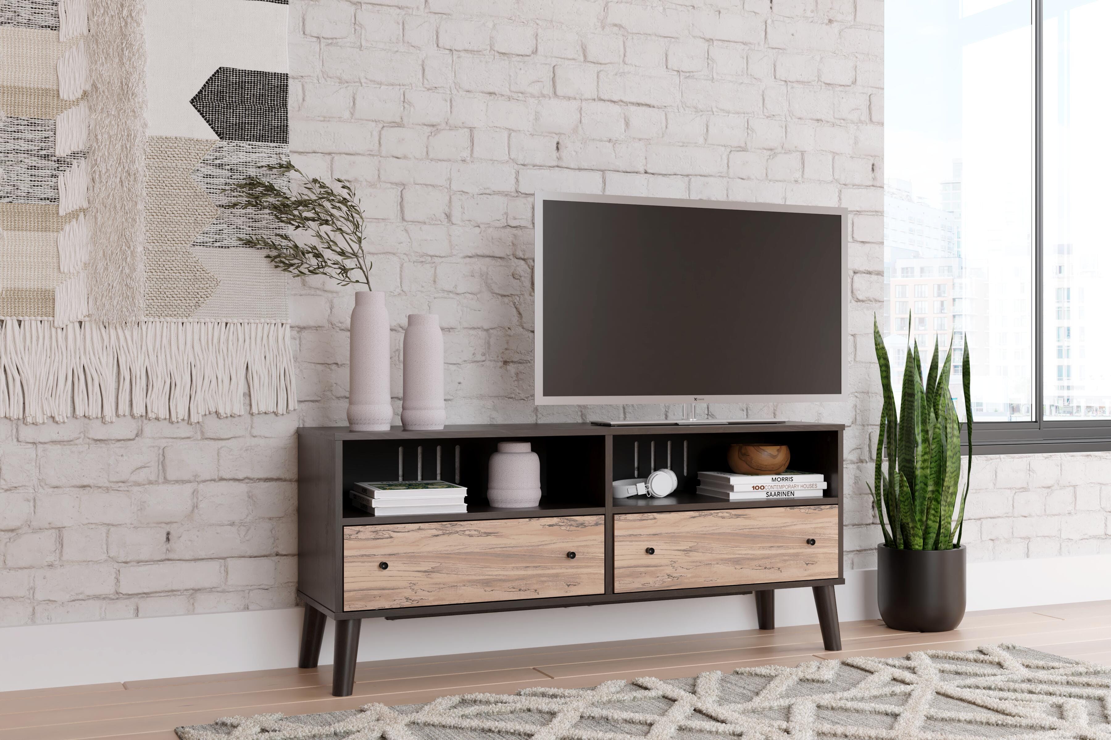 Piperton Medium TV Stand, Two-tone Brown/Charcoal, large