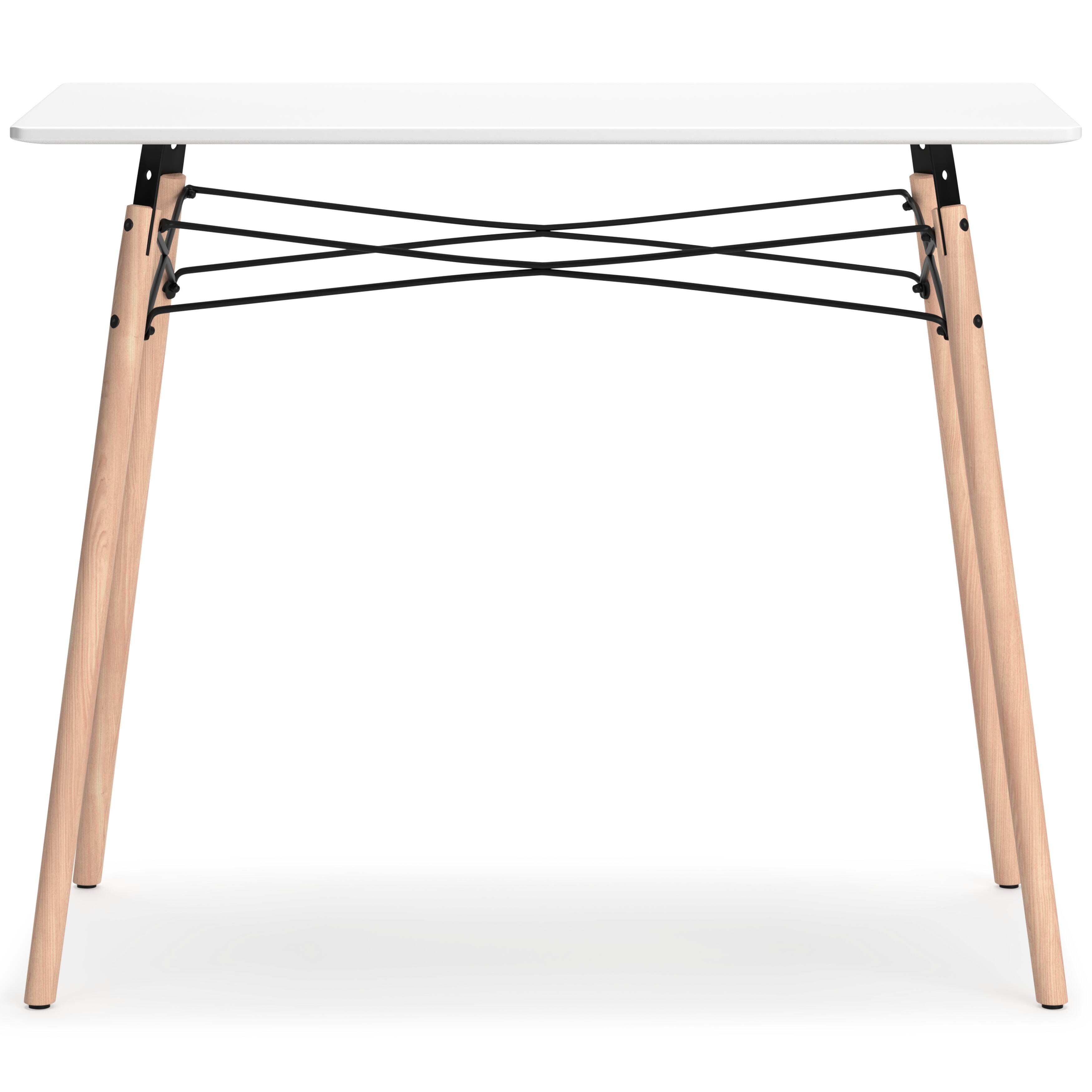 Jaspeni Home Office Desk, White/Natural, large