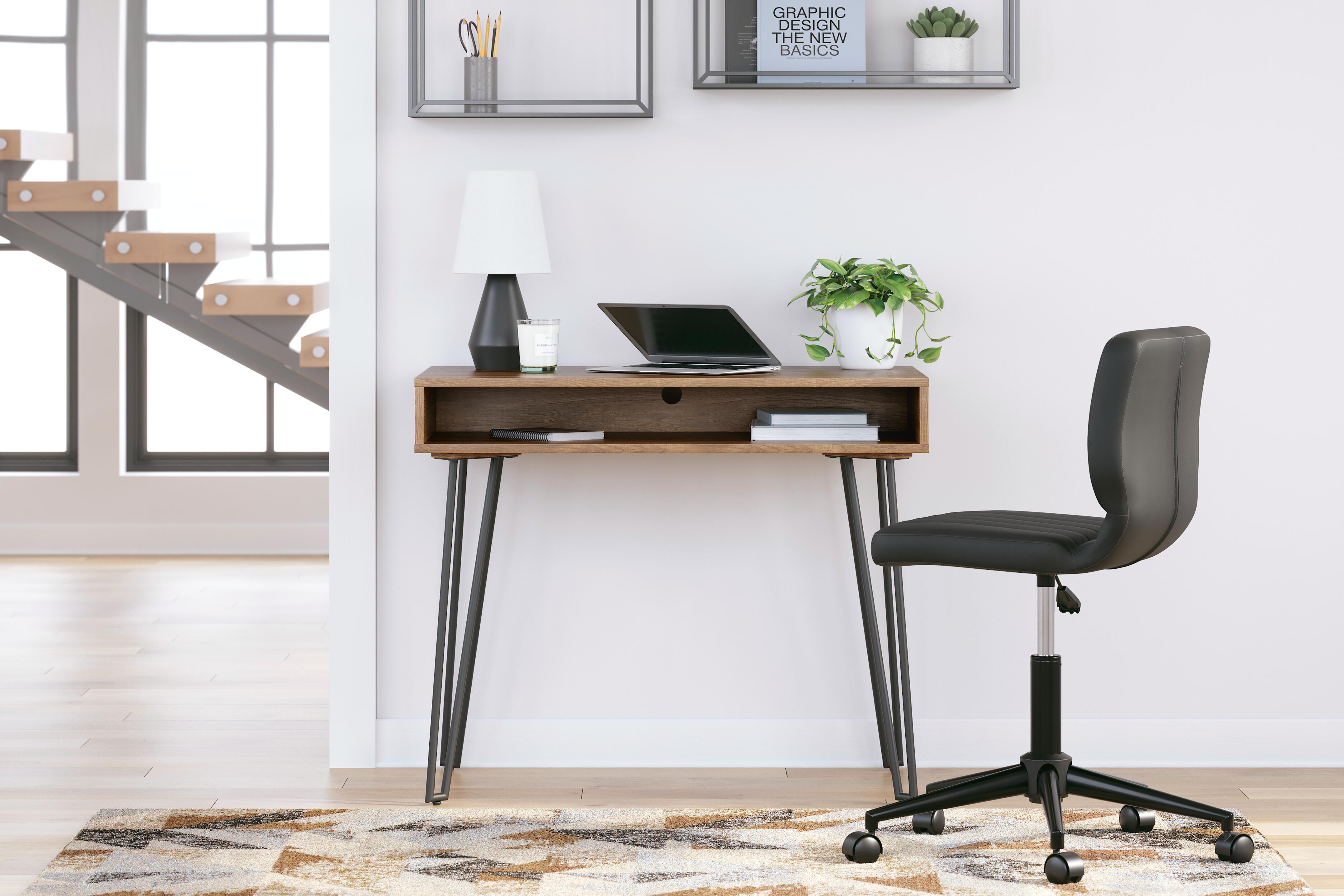 Strumford Home Office Desk, Brown/Black, large
