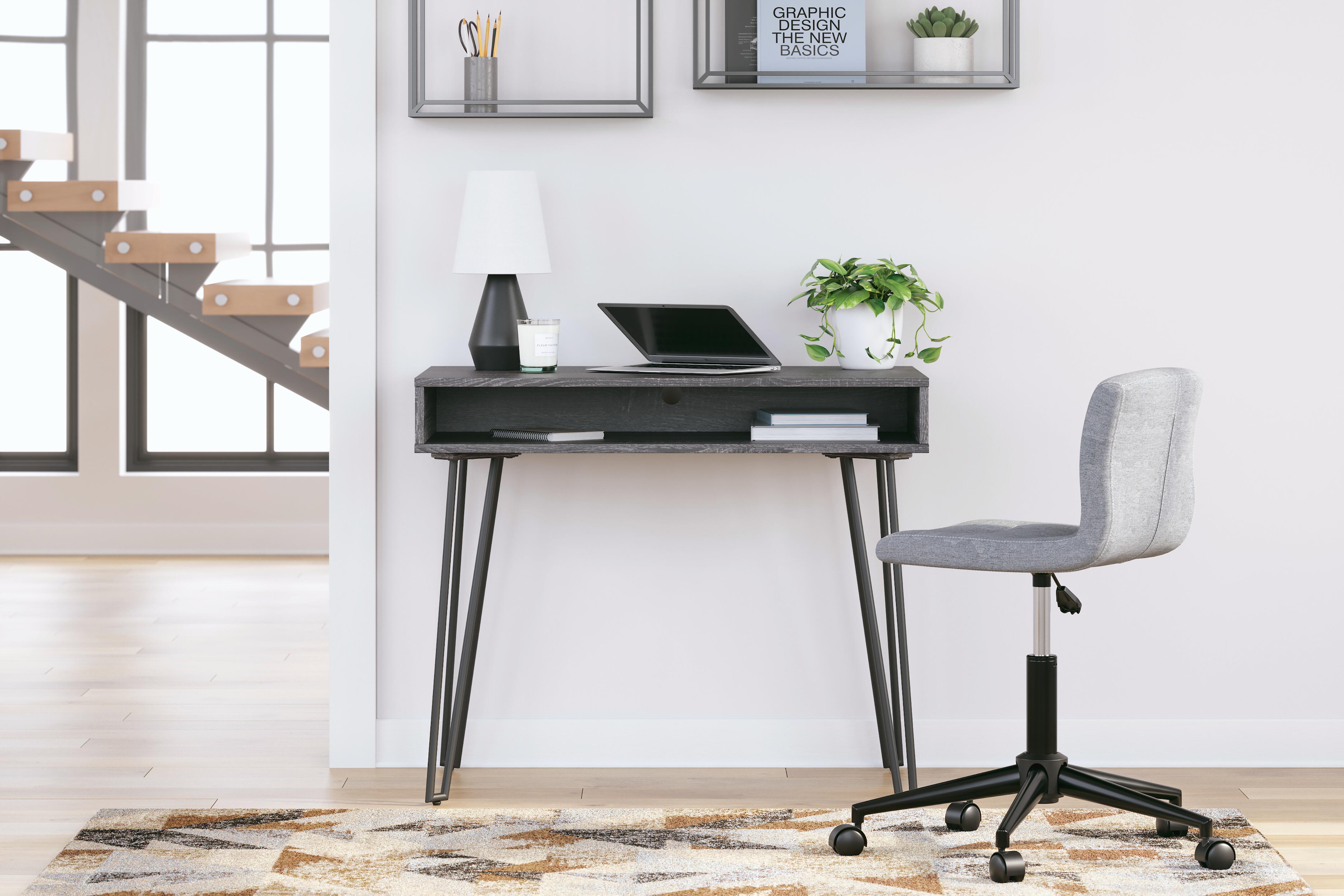 Strumford Home Office Desk, Charcoal/Black, large