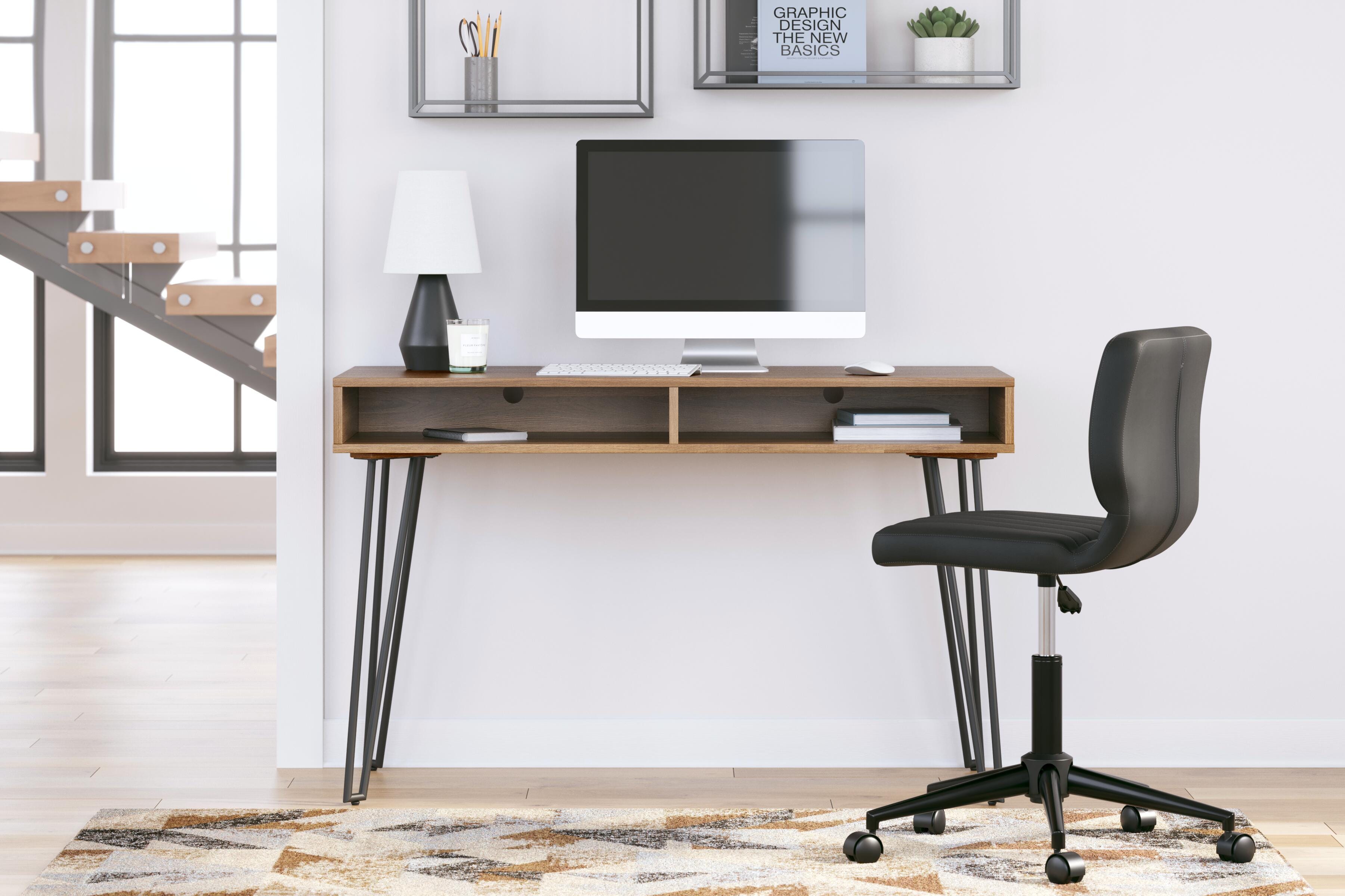 Strumford Home Office Desk, Brown/Black, rollover