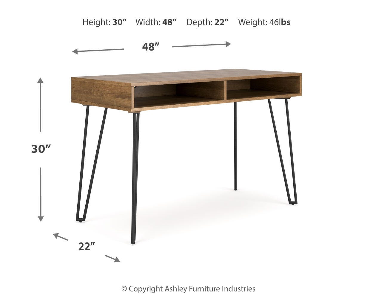 Strumford Home Office Desk, Brown/Black, large