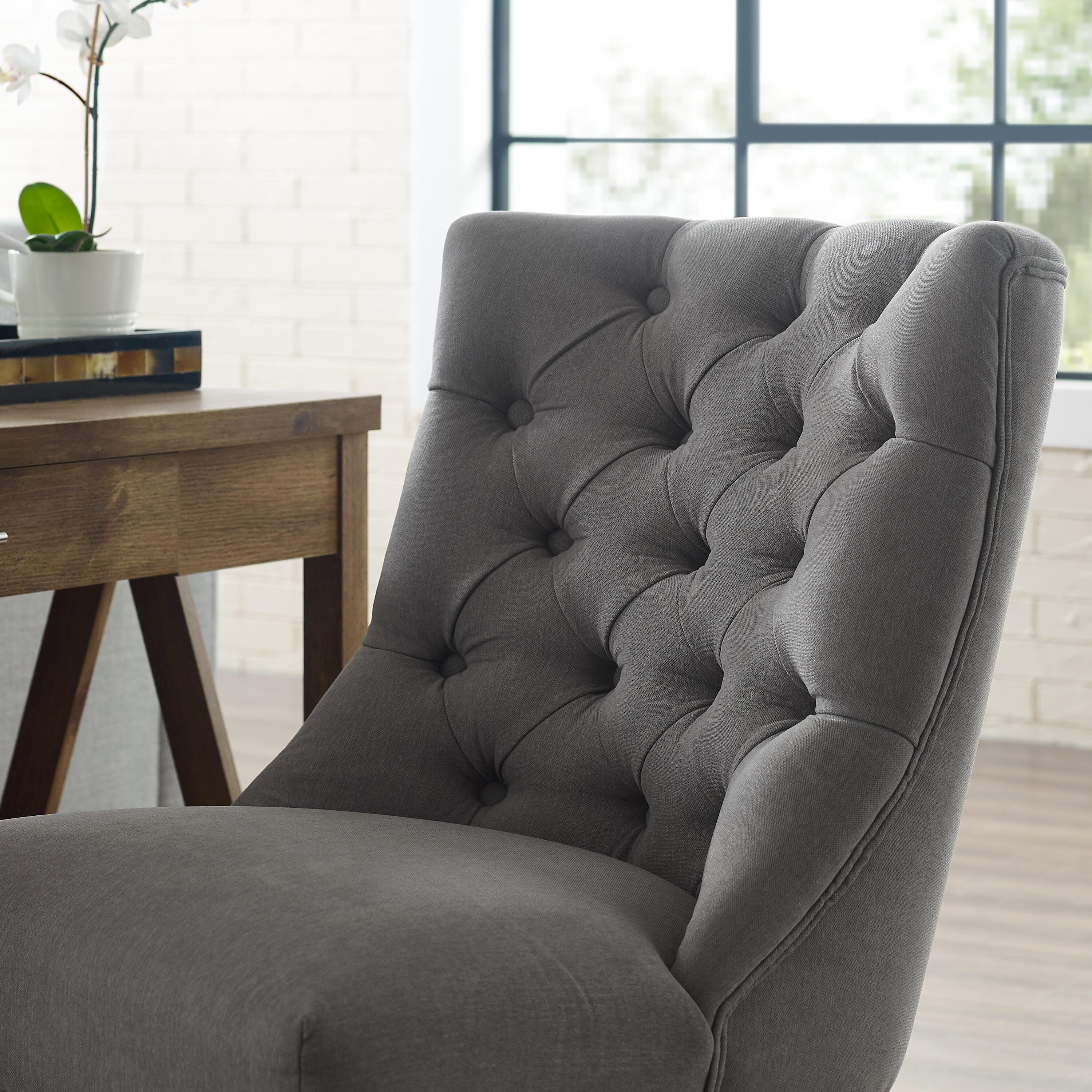 Linon Darcy Office Chair, Dark Gray, large