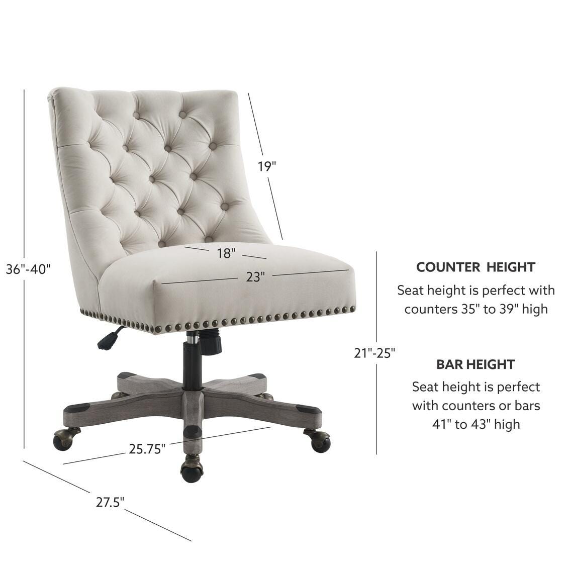 Linon Darcy Office Chair, Natural, large