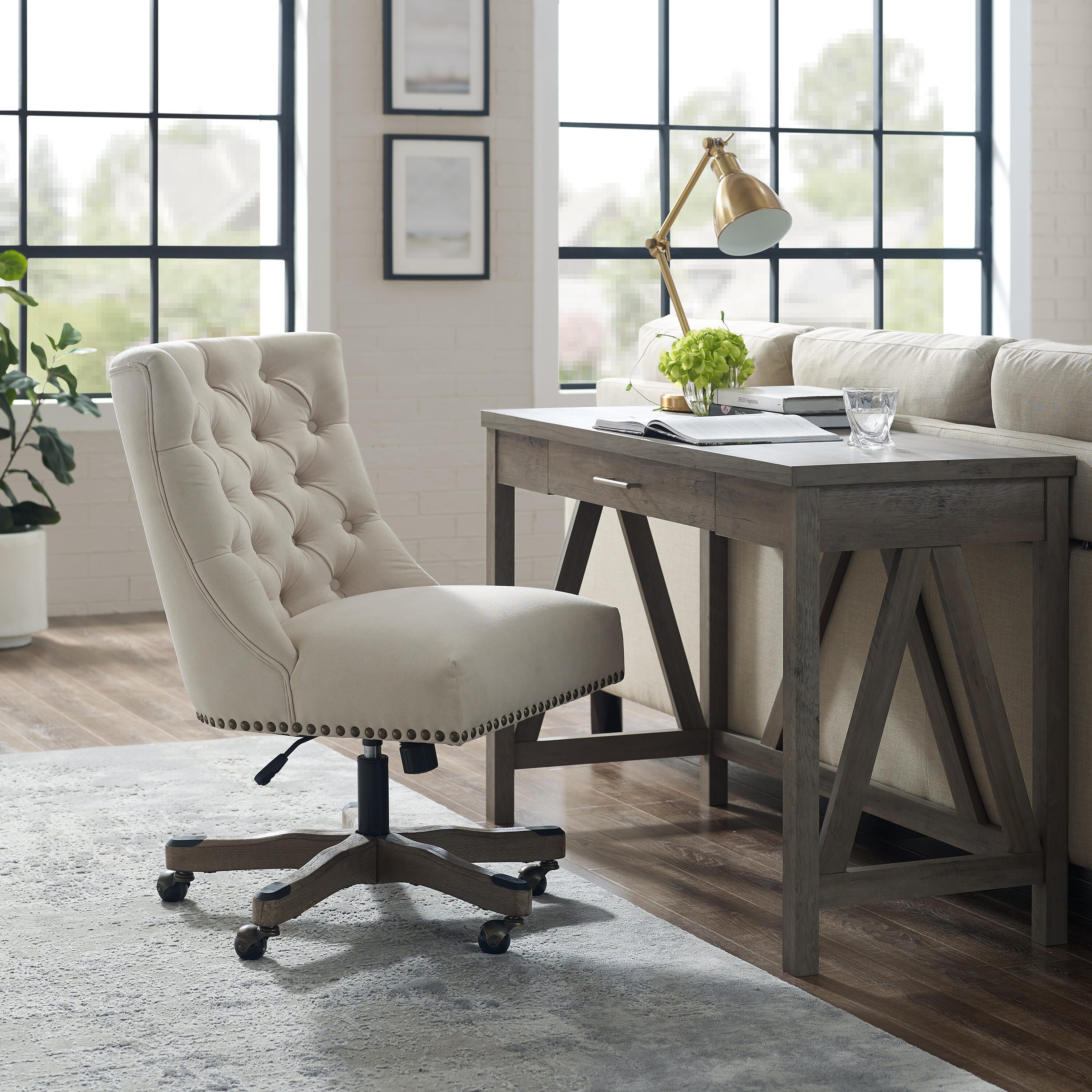 Linon Darcy Office Chair, Natural, large